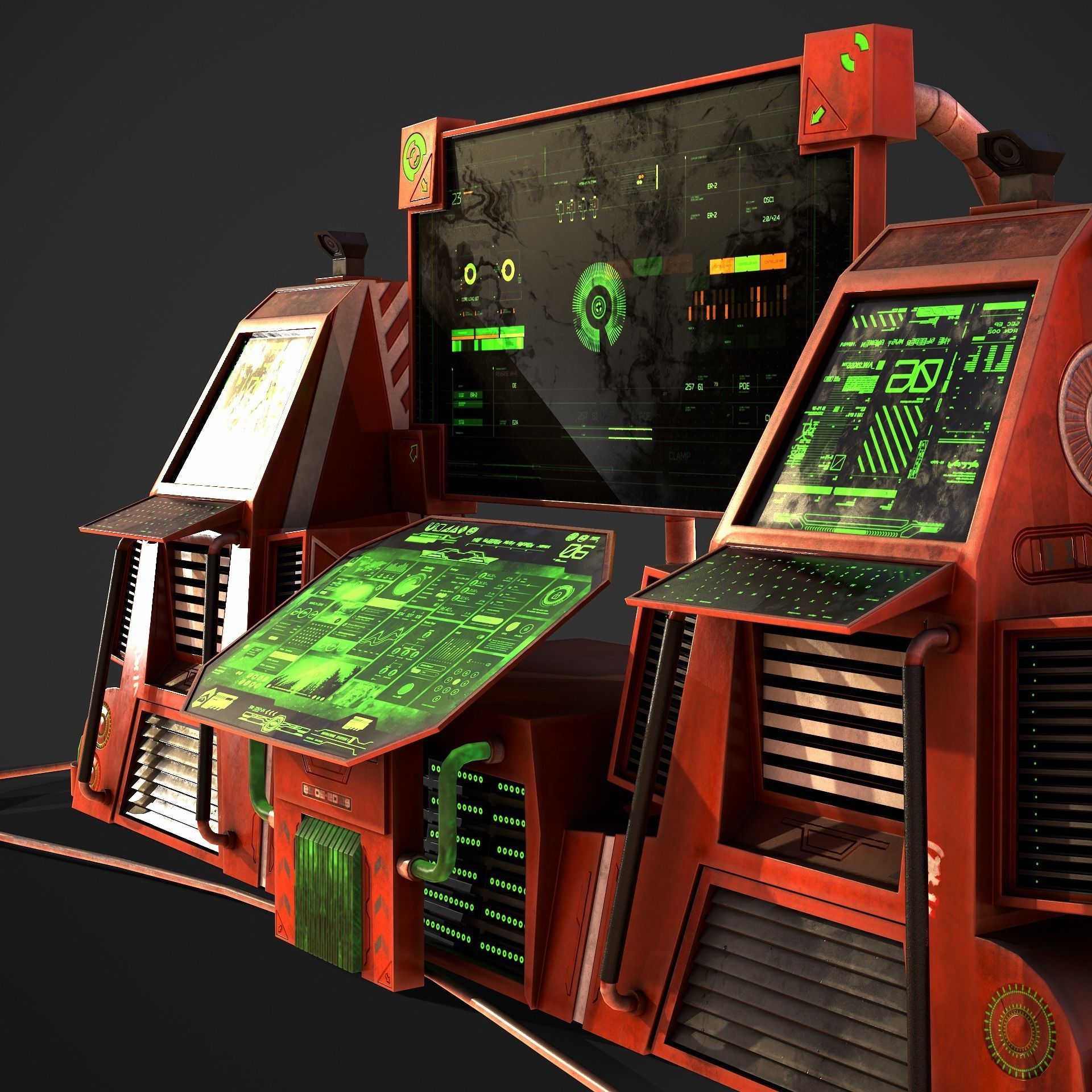 Sci-Fi Consolo Computer Base 5 Low-poly 3D model_9