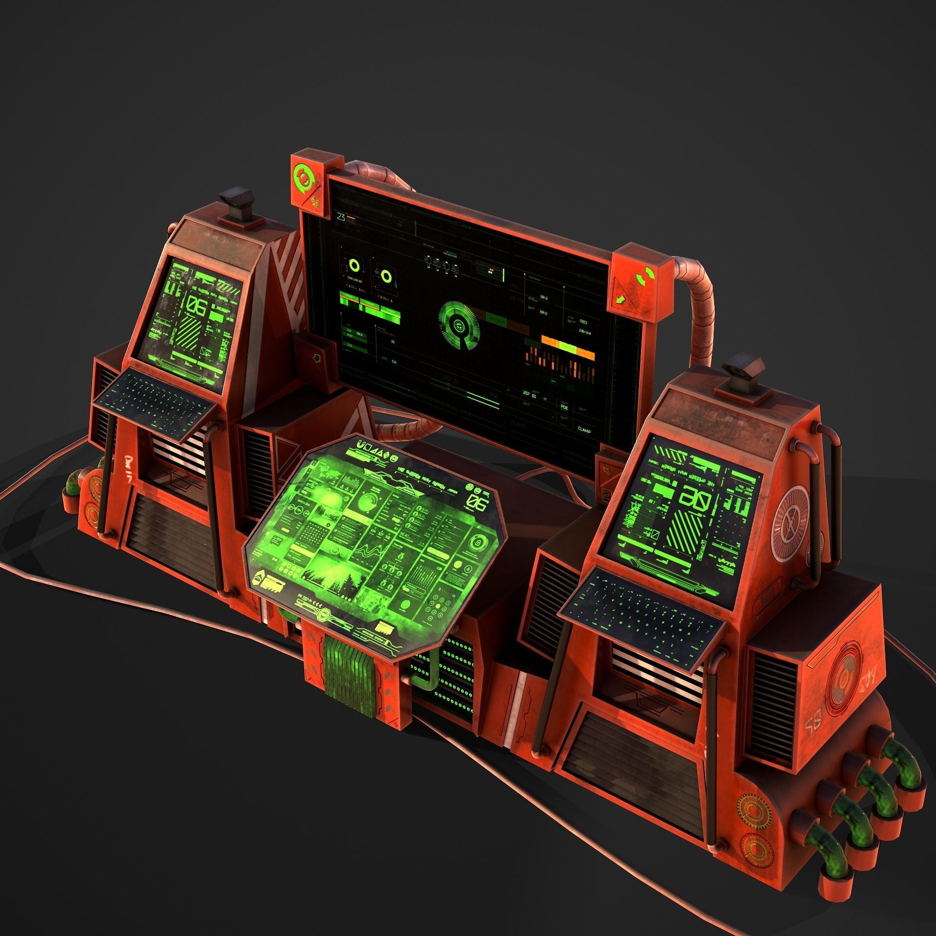 Sci-Fi Consolo Computer Base 5 Low-poly 3D model_11