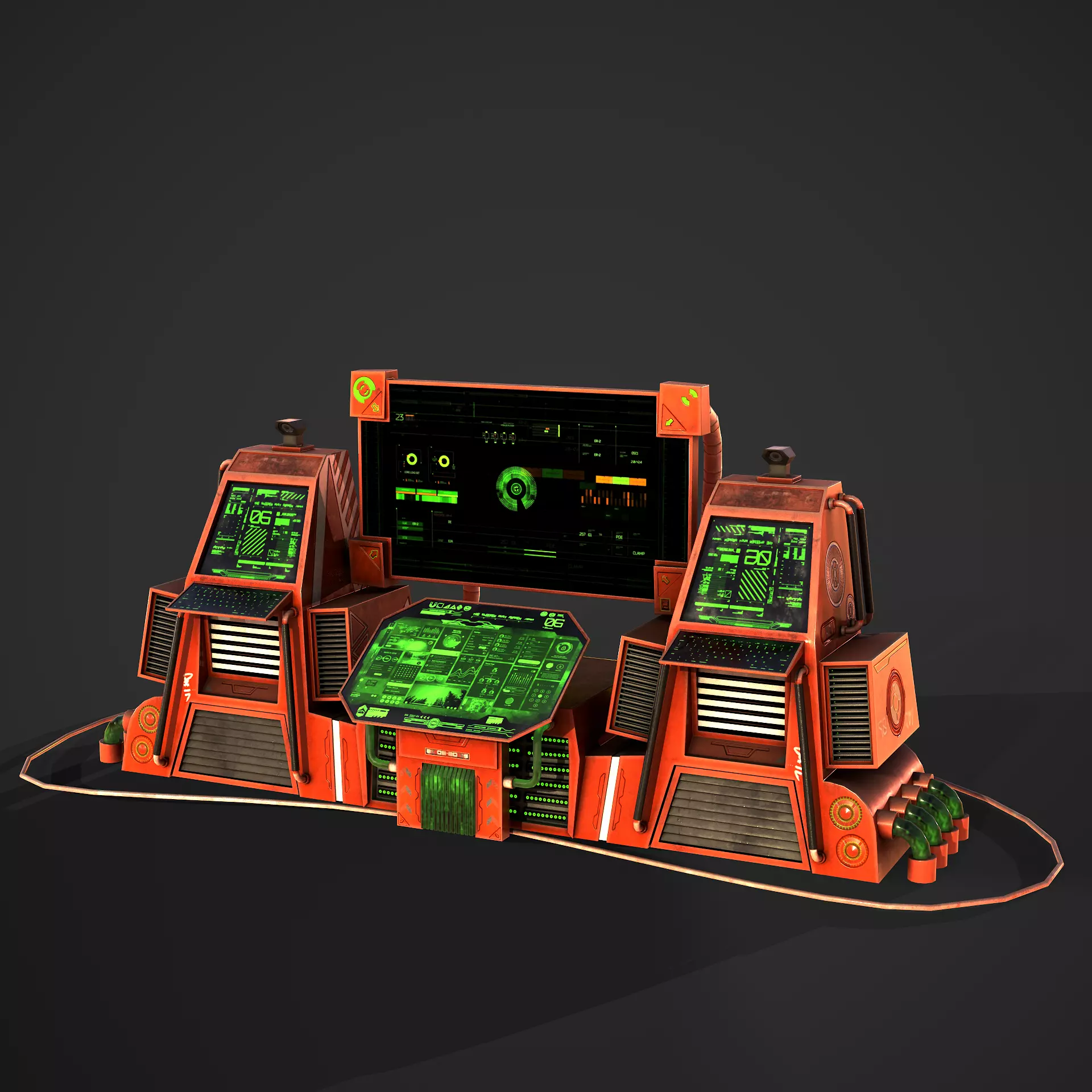 Sci-Fi Consolo Computer Base 5 Low-poly 3D model_0