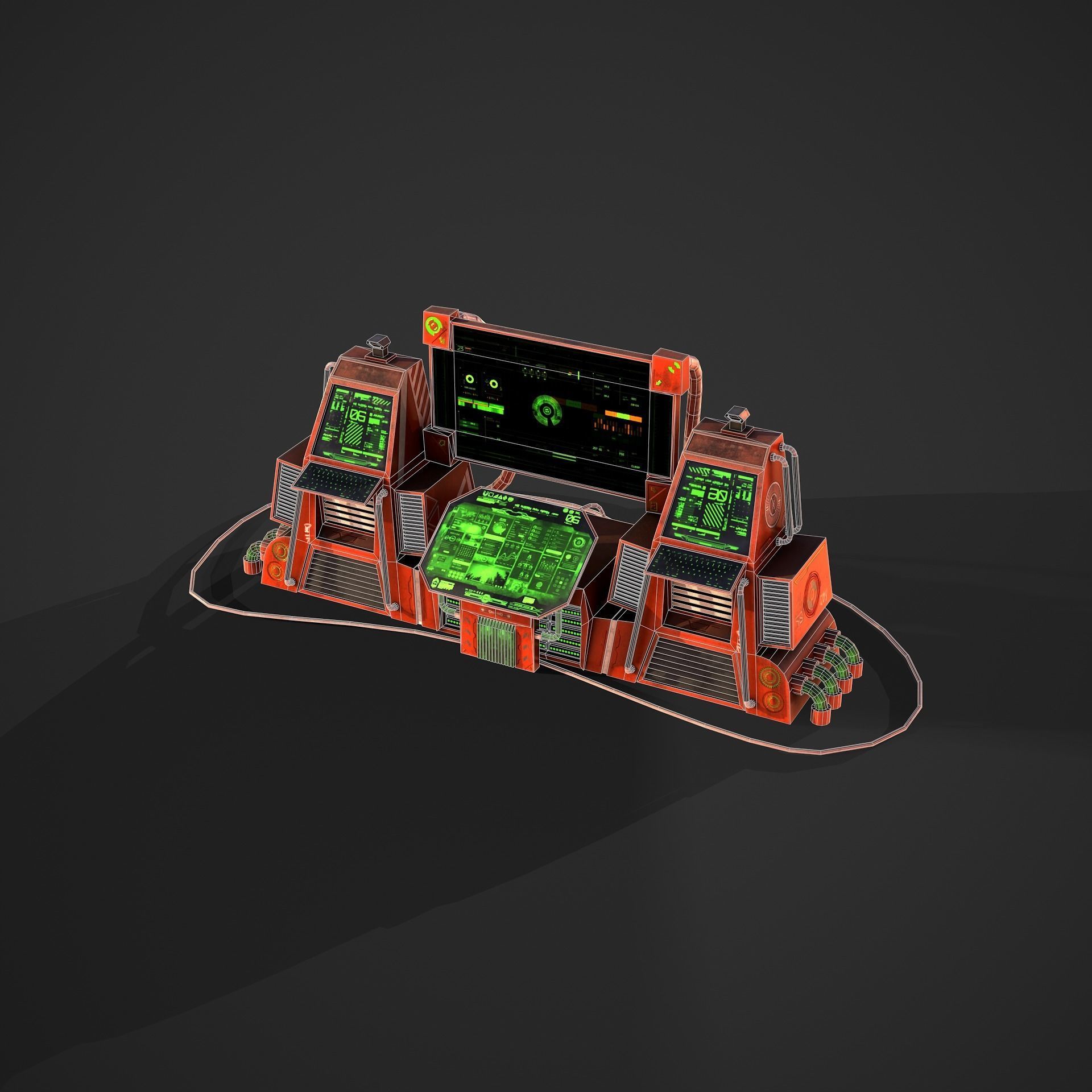 Sci-Fi Consolo Computer Base 5 Low-poly 3D model_15