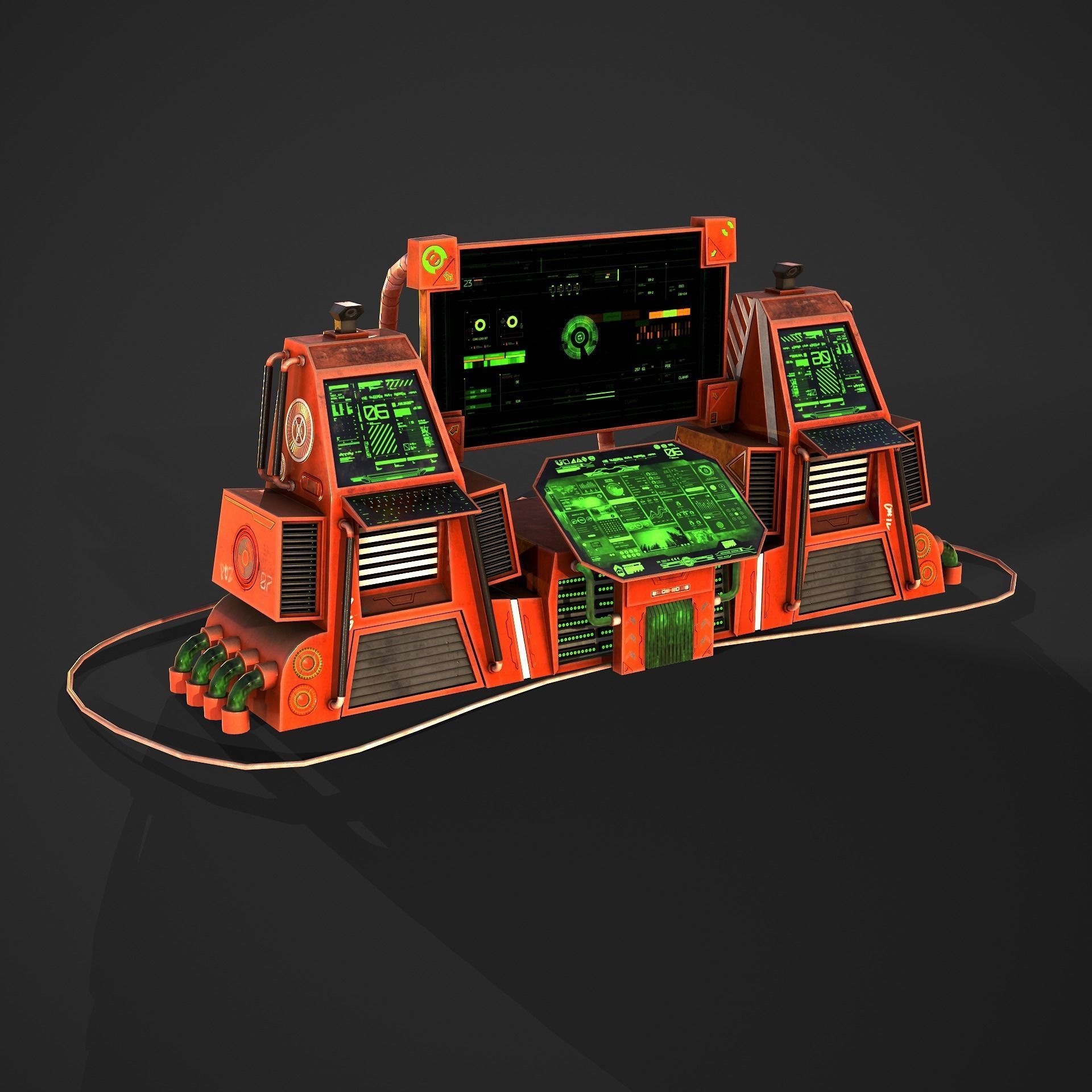 Sci-Fi Consolo Computer Base 5 Low-poly 3D model_6