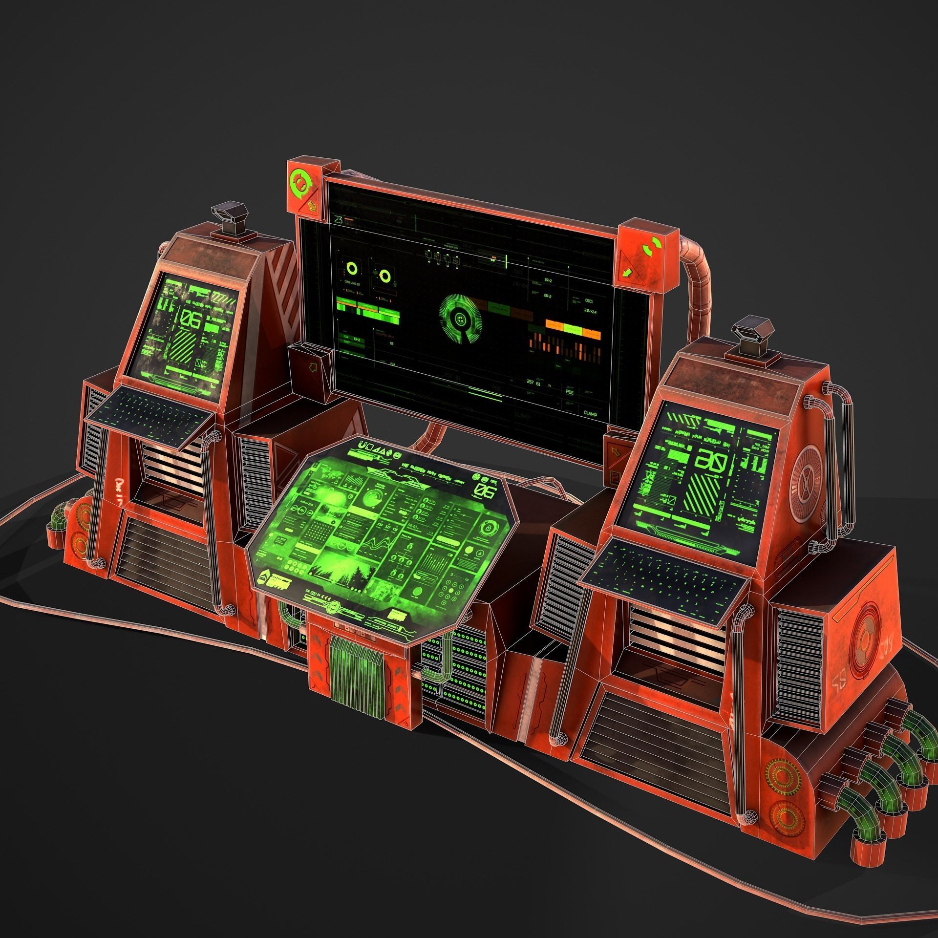 Sci-Fi Consolo Computer Base 5 Low-poly 3D model_12