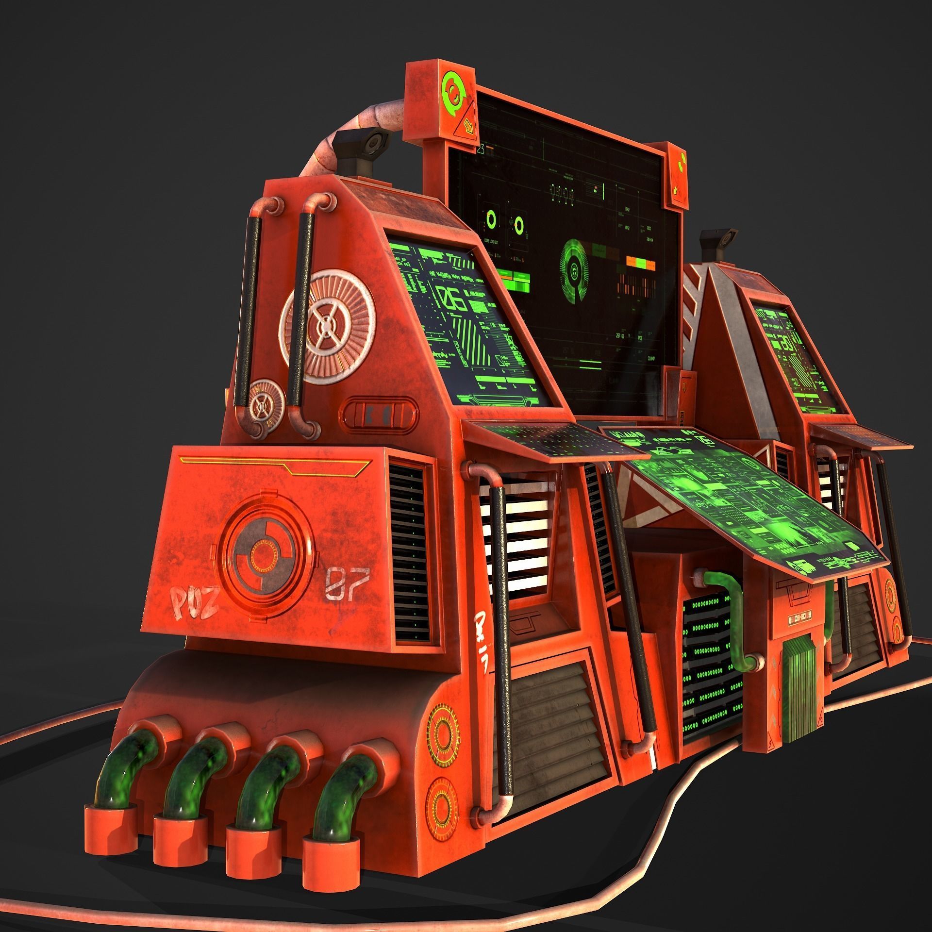 Sci-Fi Consolo Computer Base 5 Low-poly 3D model_8