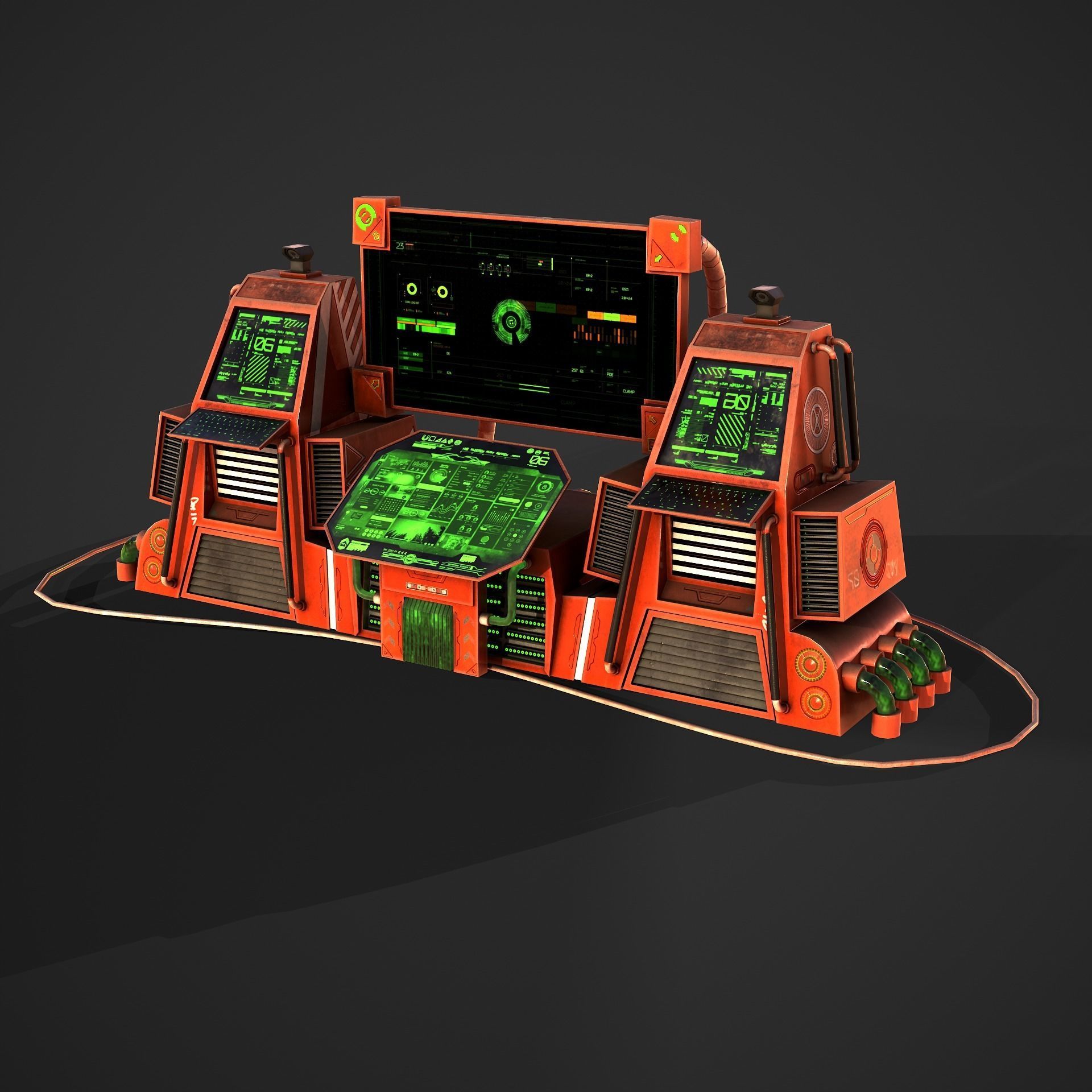 Sci-Fi Consolo Computer Base 5 Low-poly 3D model_5
