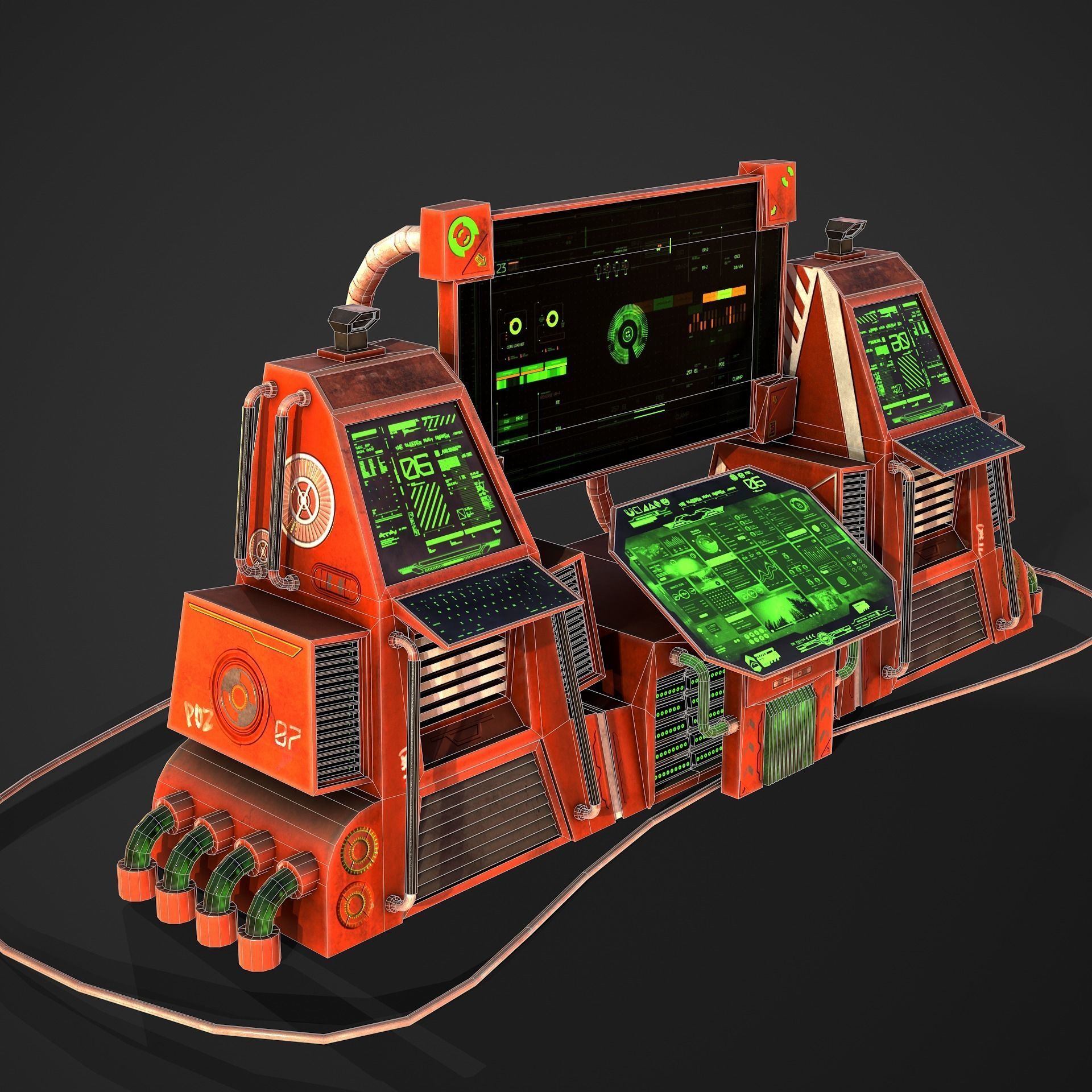Sci-Fi Consolo Computer Base 5 Low-poly 3D model_13