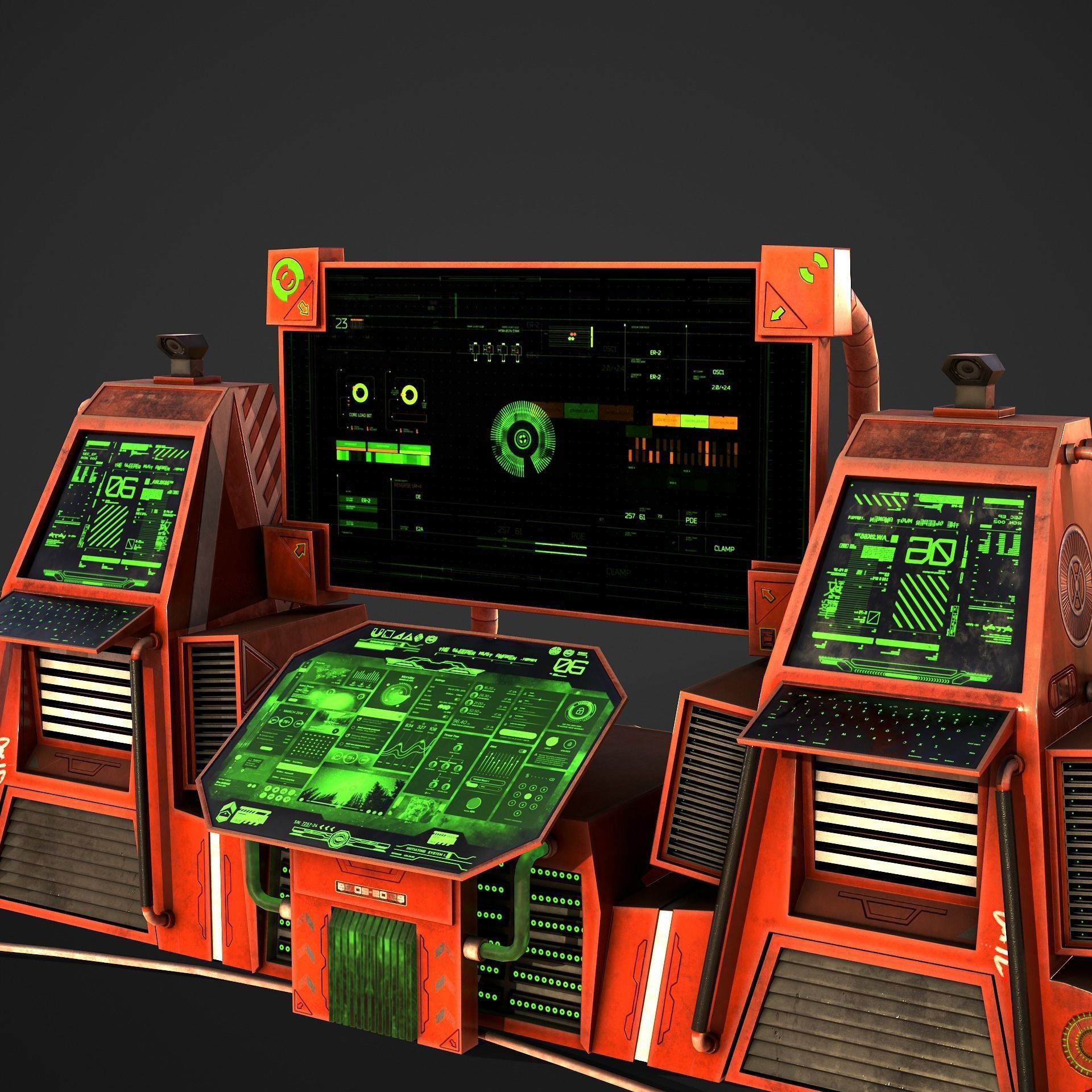Sci-Fi Consolo Computer Base 5 Low-poly 3D model_7