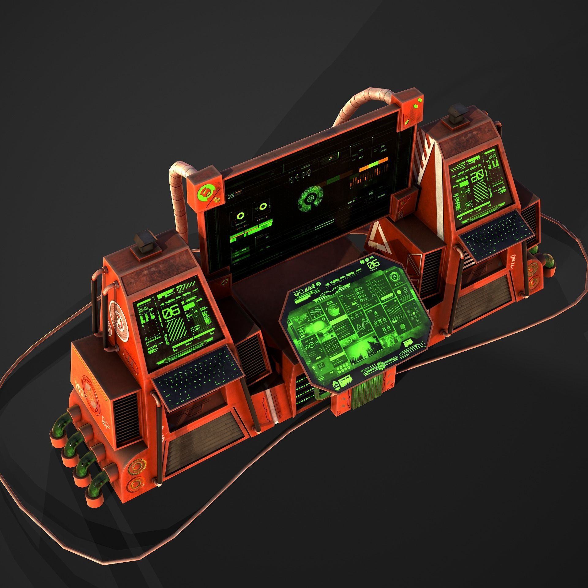 Sci-Fi Consolo Computer Base 5 Low-poly 3D model_10