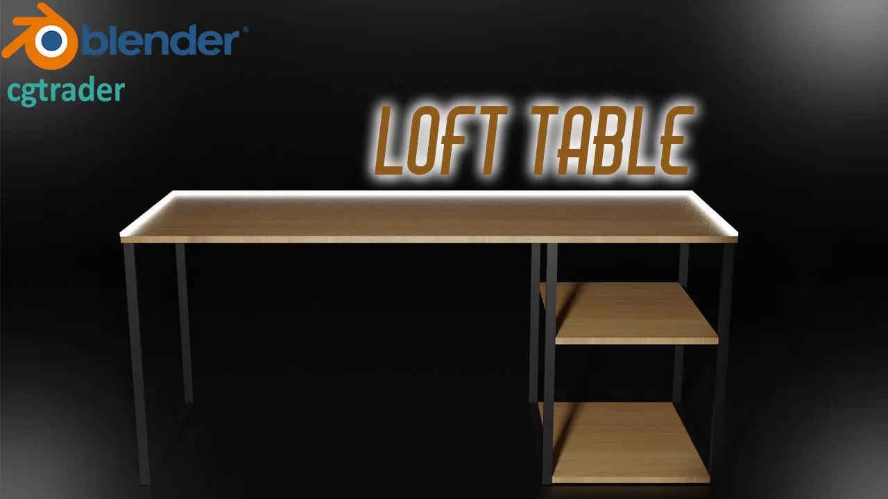 Loft table Low-poly 3D model_0