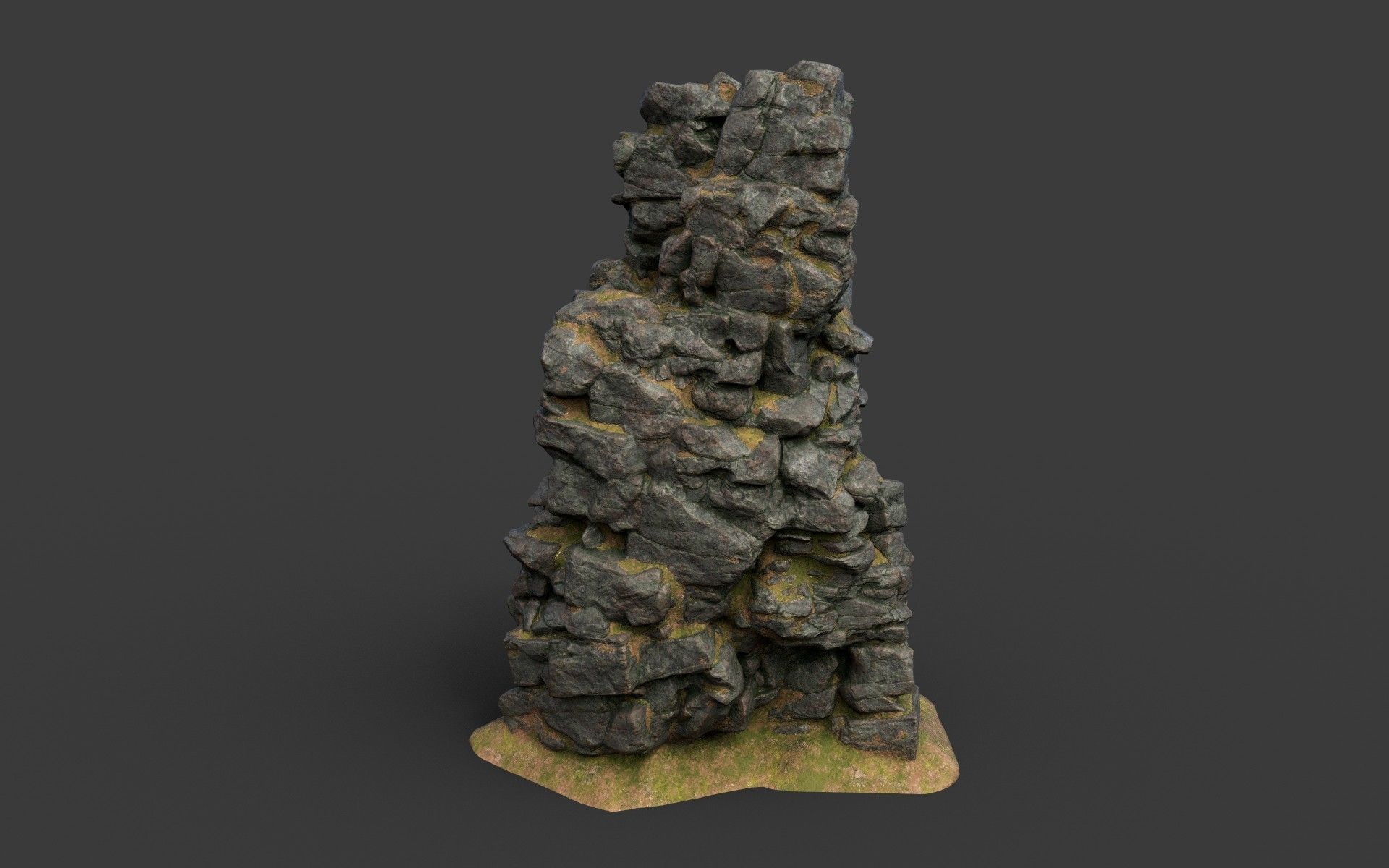 Low poly Black Cliff Modular Rock 210423 Low-poly 3D model_9