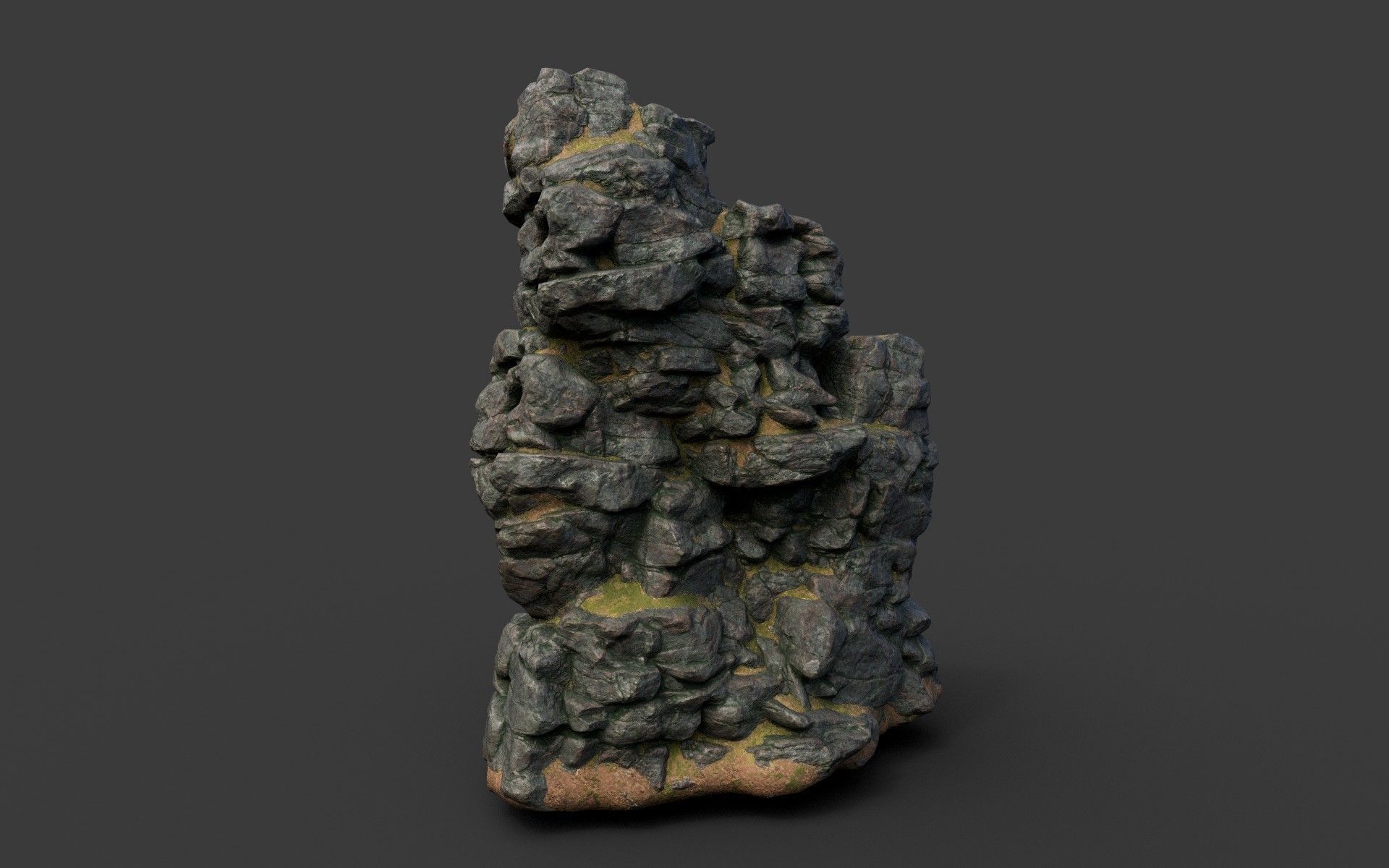 Low poly Black Cliff Modular Rock 210423 Low-poly 3D model_23