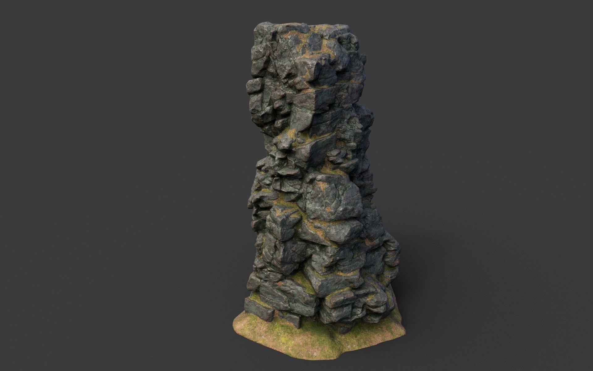 Low poly Black Cliff Modular Rock 210423 Low-poly 3D model_7