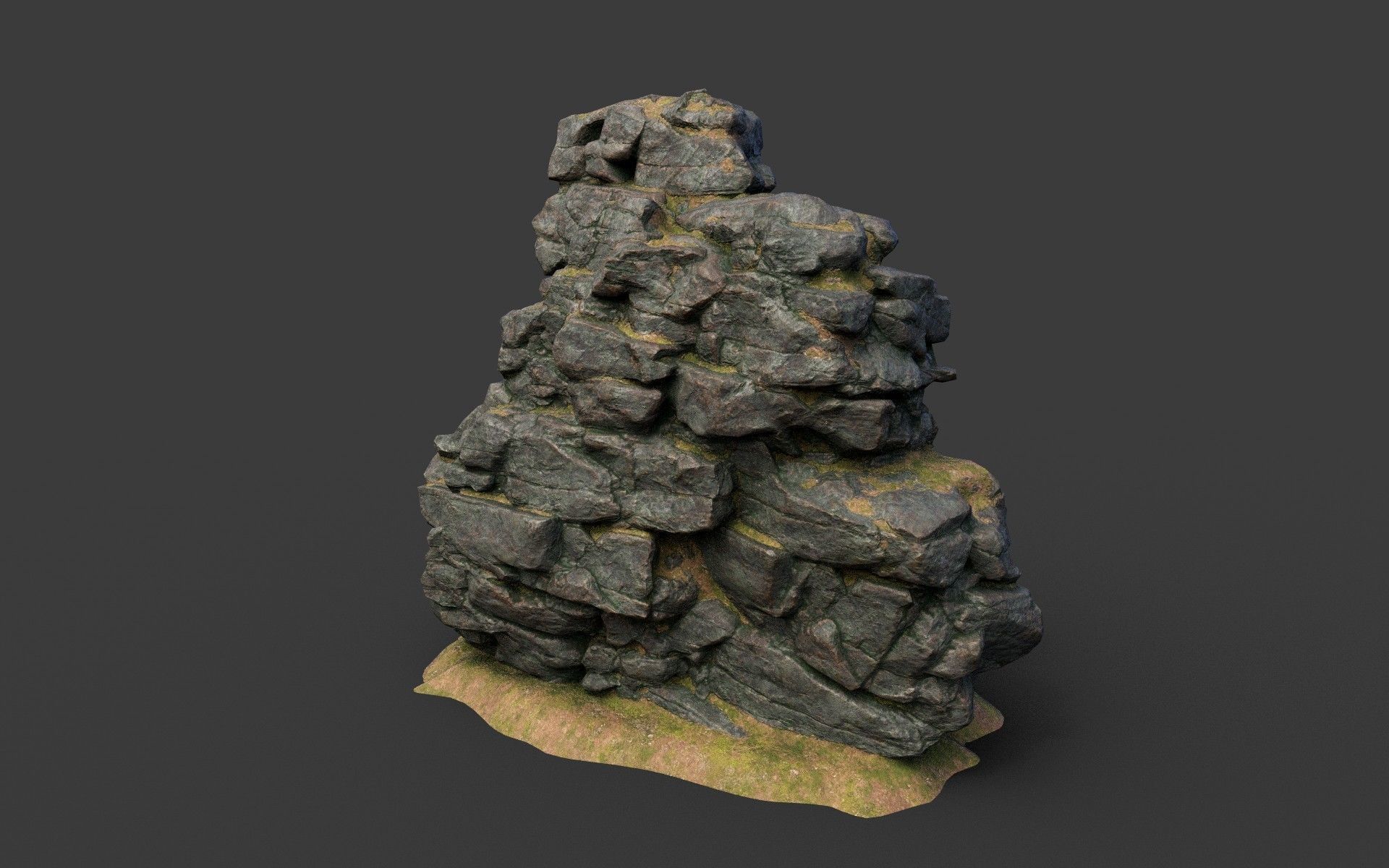Low poly Black Cliff Modular Rock 210423 Low-poly 3D model_13
