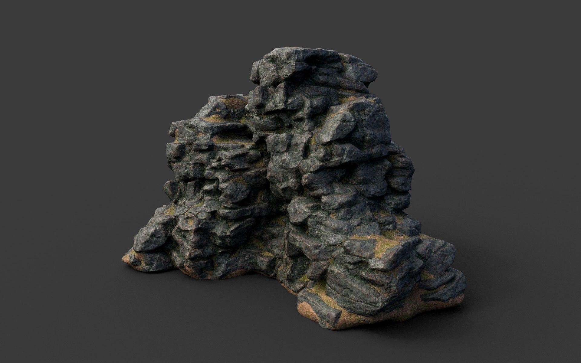 Low poly Black Cliff Modular Rock 210423 Low-poly 3D model_27