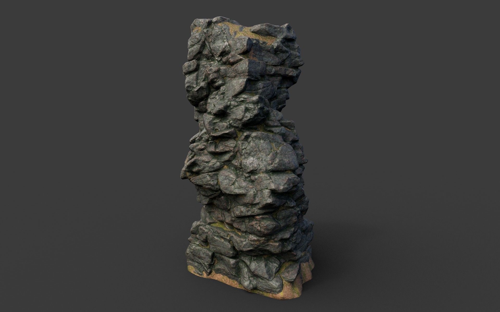 Low poly Black Cliff Modular Rock 210423 Low-poly 3D model_18