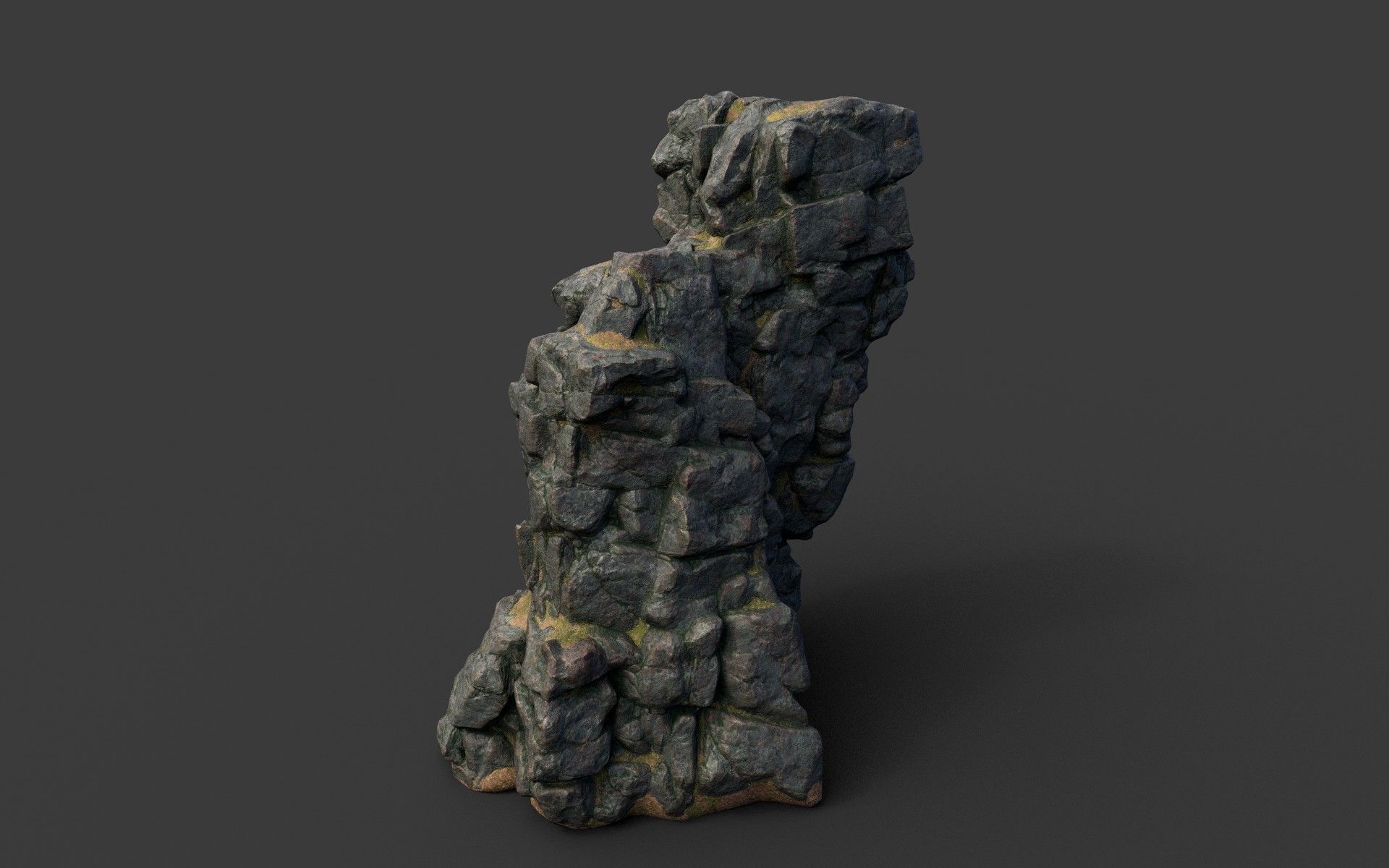 Low poly Black Cliff Modular Rock 210423 Low-poly 3D model_34