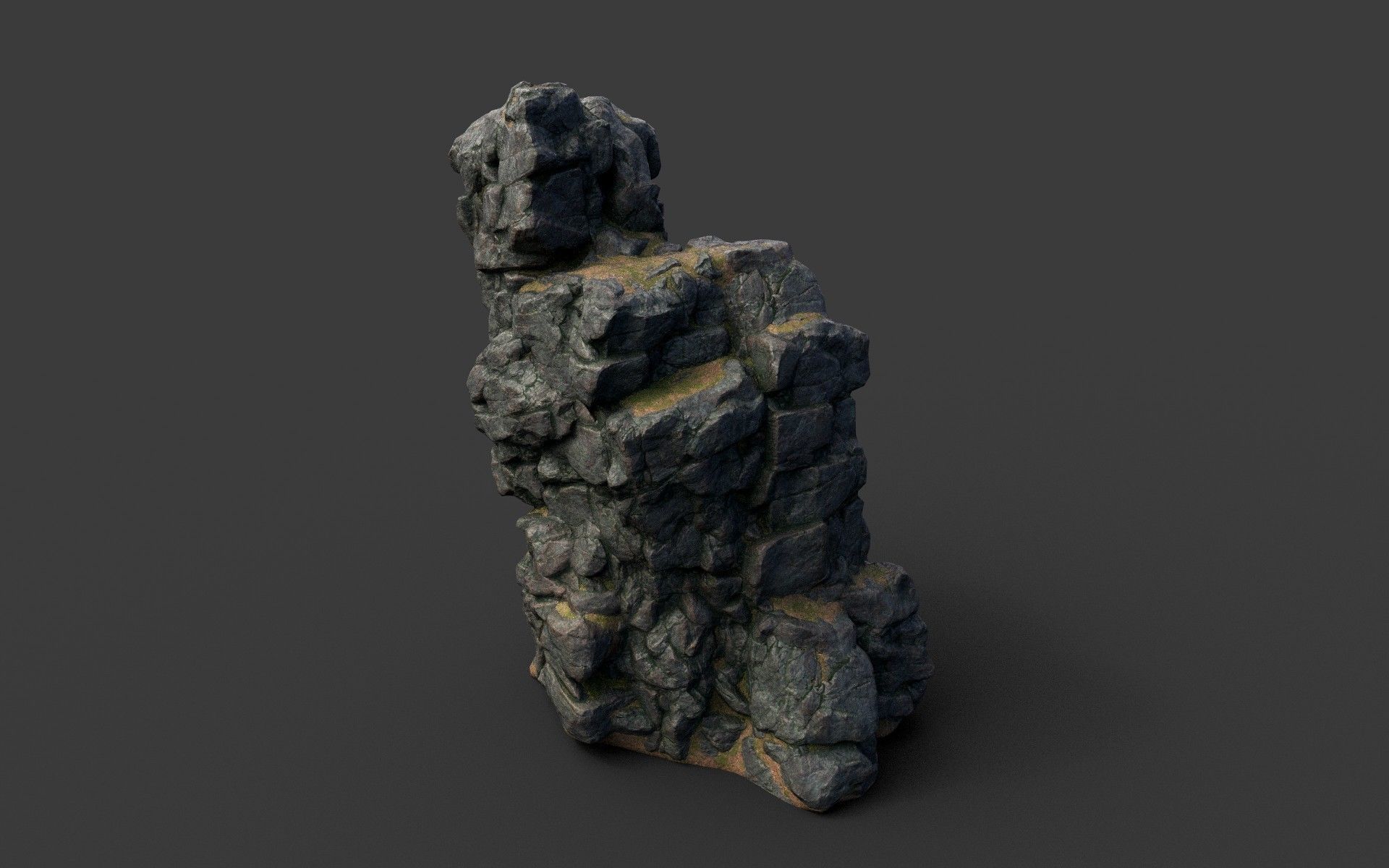 Low poly Black Cliff Modular Rock 210423 Low-poly 3D model_33
