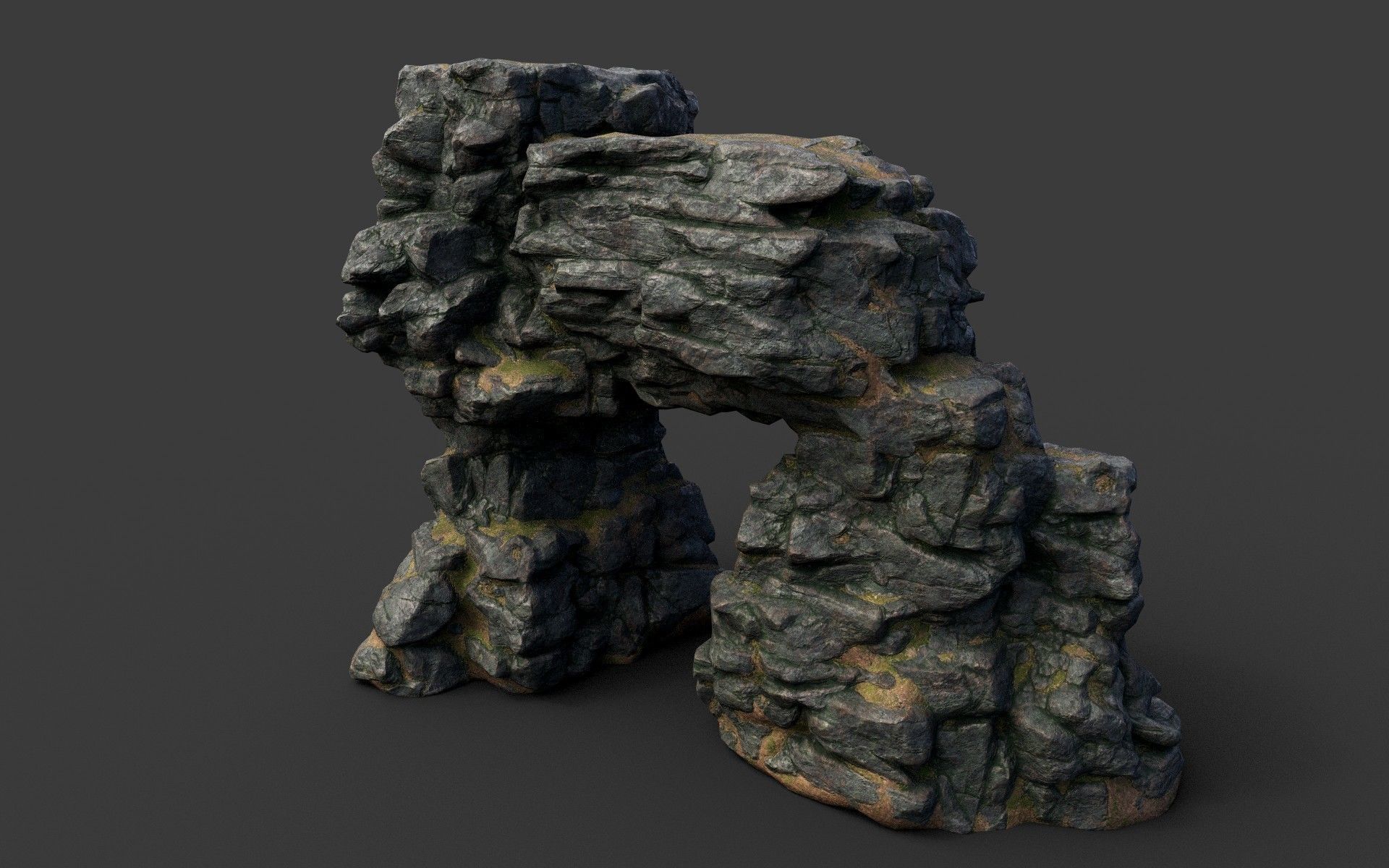 Low poly Black Cliff Modular Rock 210423 Low-poly 3D model_38