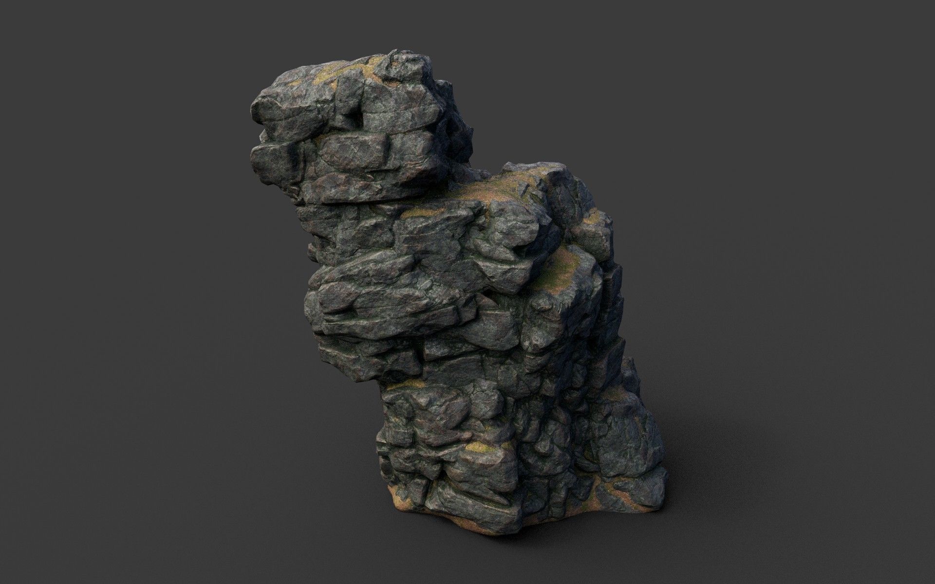 Low poly Black Cliff Modular Rock 210423 Low-poly 3D model_32