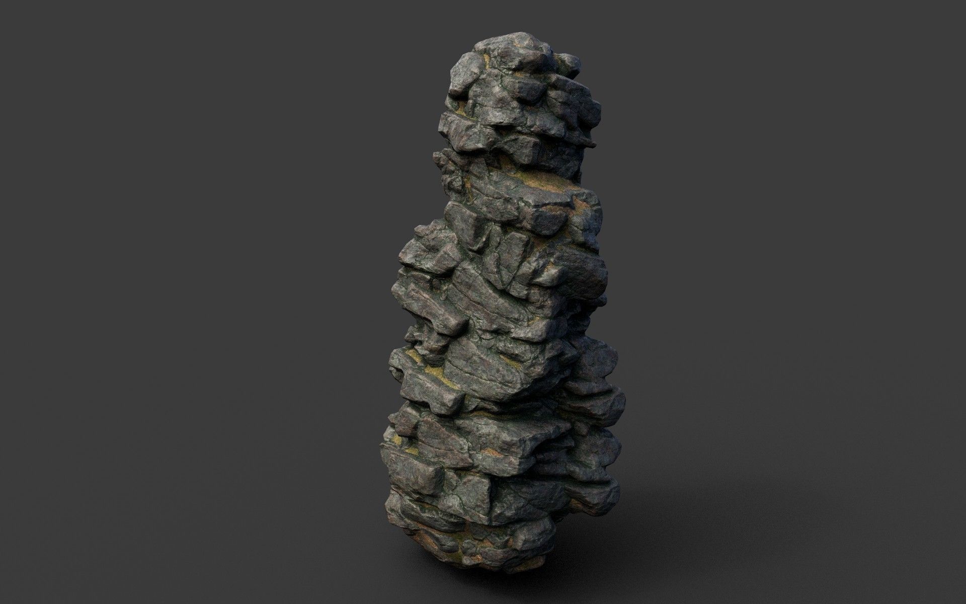 Low poly Black Cliff Modular Rock 210423 Low-poly 3D model_43