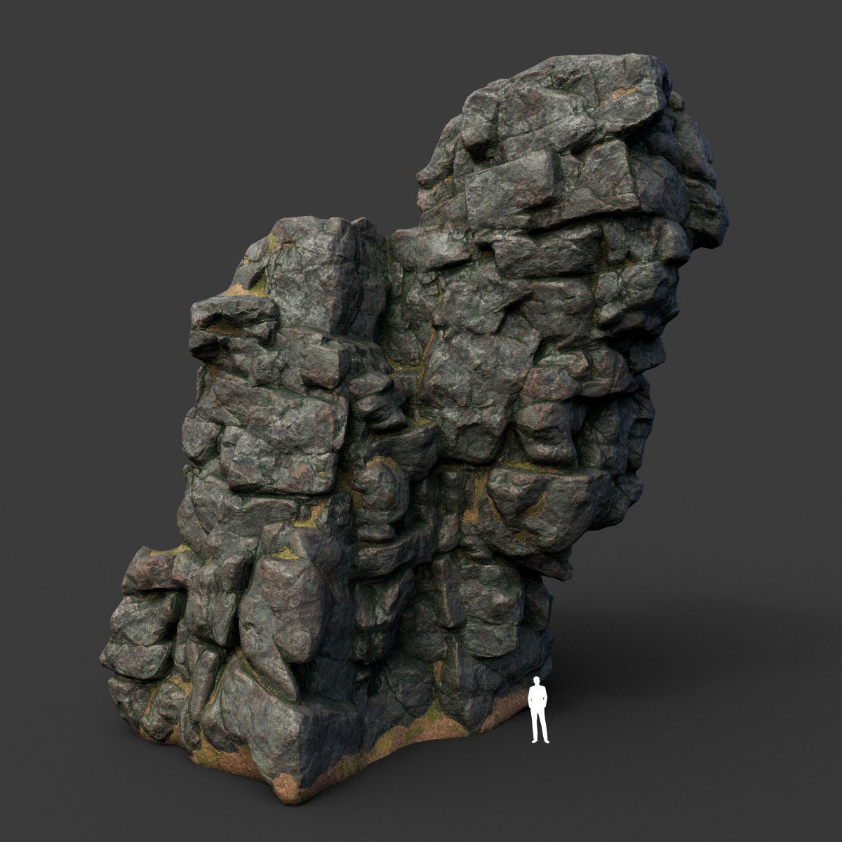Low poly Black Cliff Modular Rock 210423 Low-poly 3D model_31