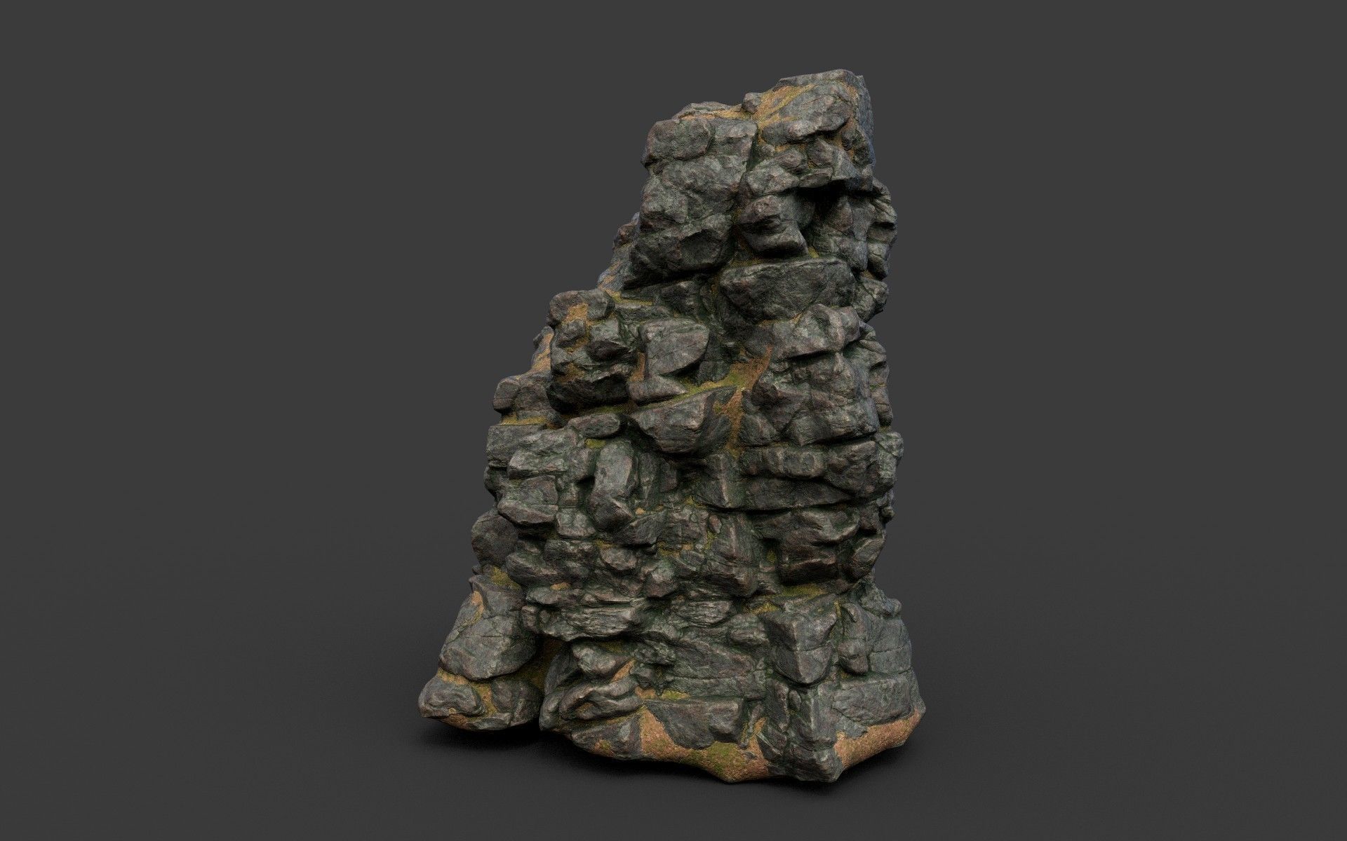 Low poly Black Cliff Modular Rock 210423 Low-poly 3D model_22