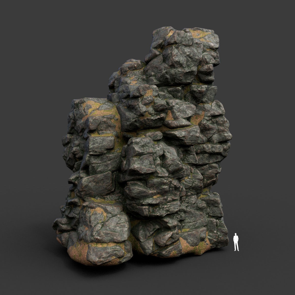 Low poly Black Cliff Modular Rock 210423 Low-poly 3D model_21