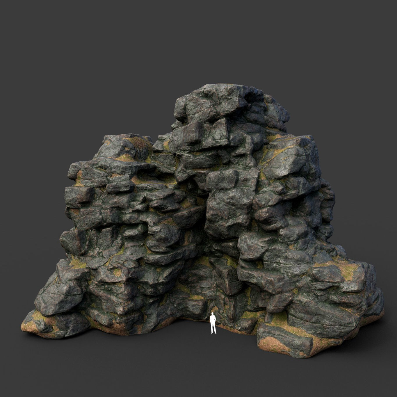 Low poly Black Cliff Modular Rock 210423 Low-poly 3D model_26