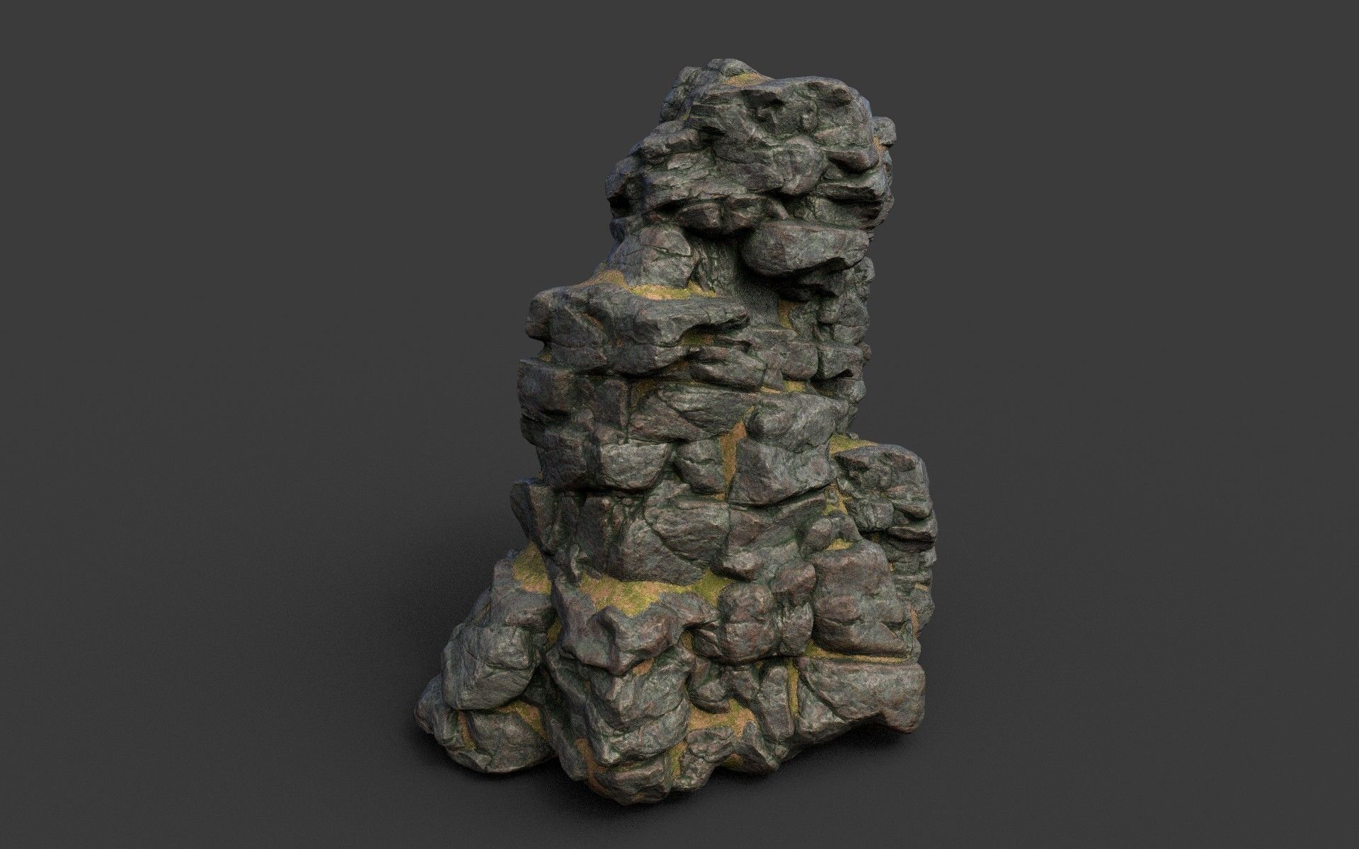 Low poly Black Cliff Modular Rock 210423 Low-poly 3D model_49