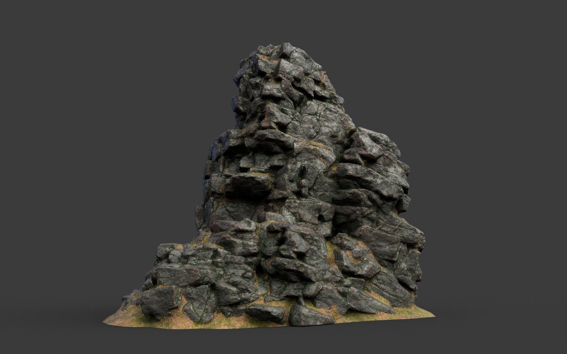 Low poly Black Cliff Modular Rock 210423 Low-poly 3D model_4