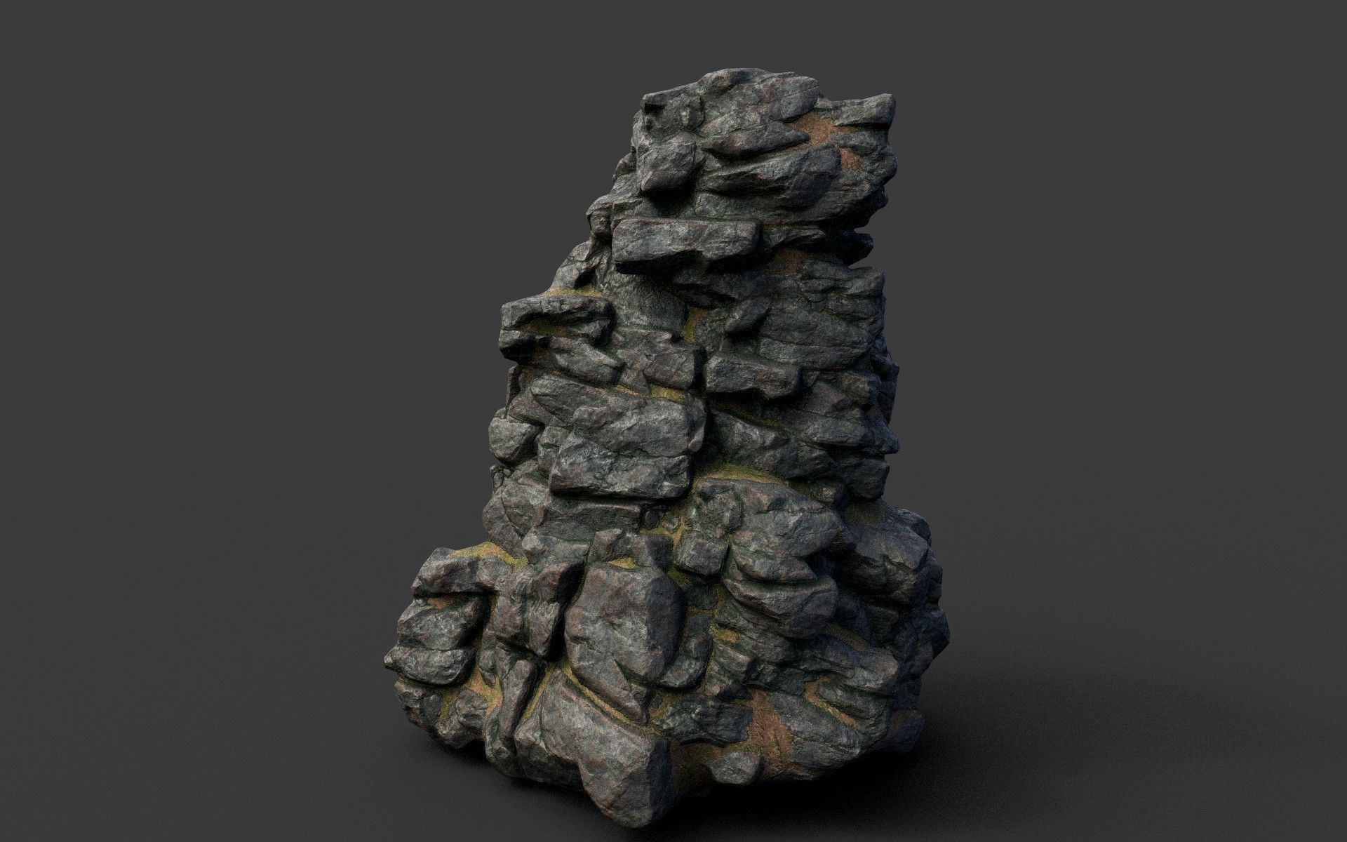Low poly Black Cliff Modular Rock 210423 Low-poly 3D model_48
