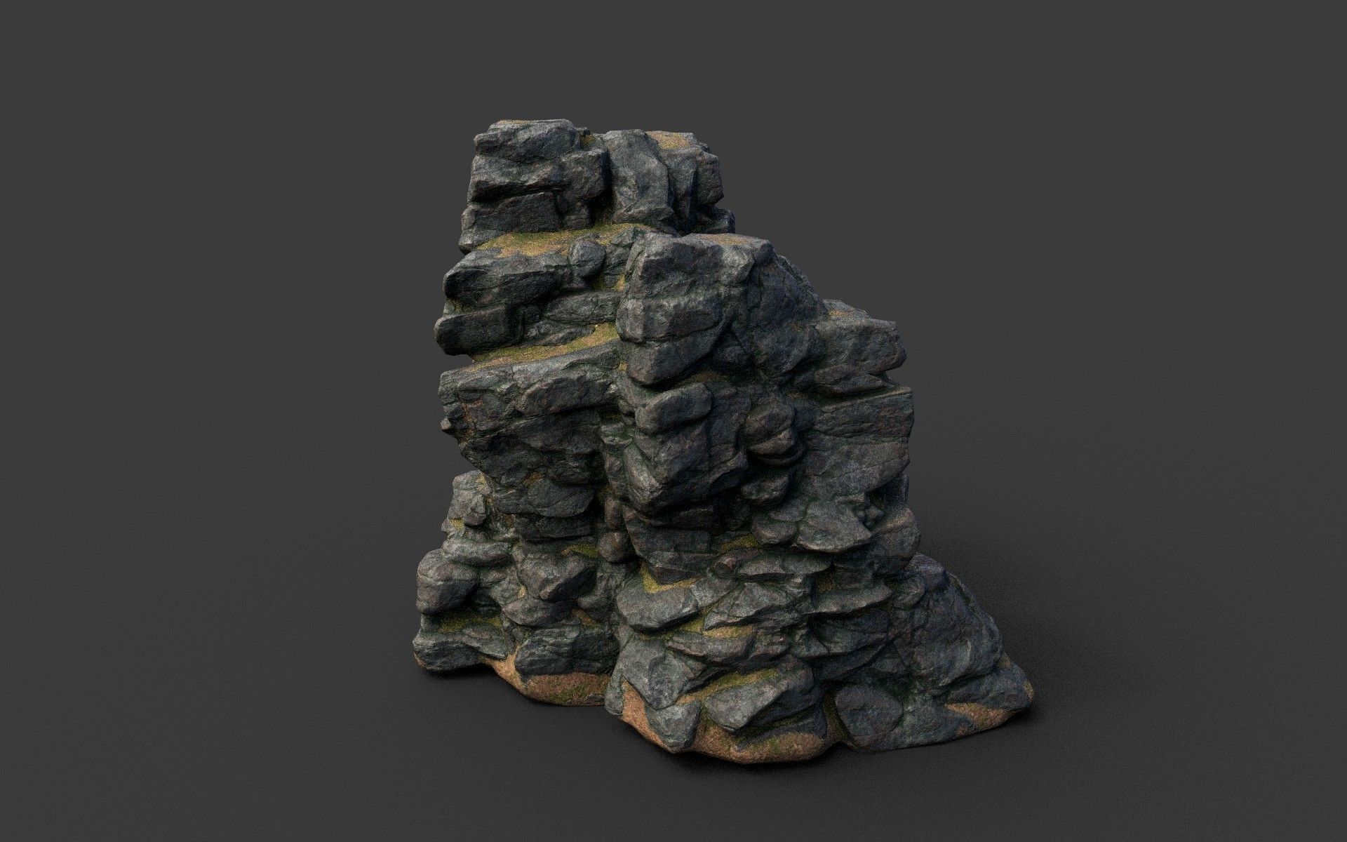 Low poly Black Cliff Modular Rock 210423 Low-poly 3D model_29