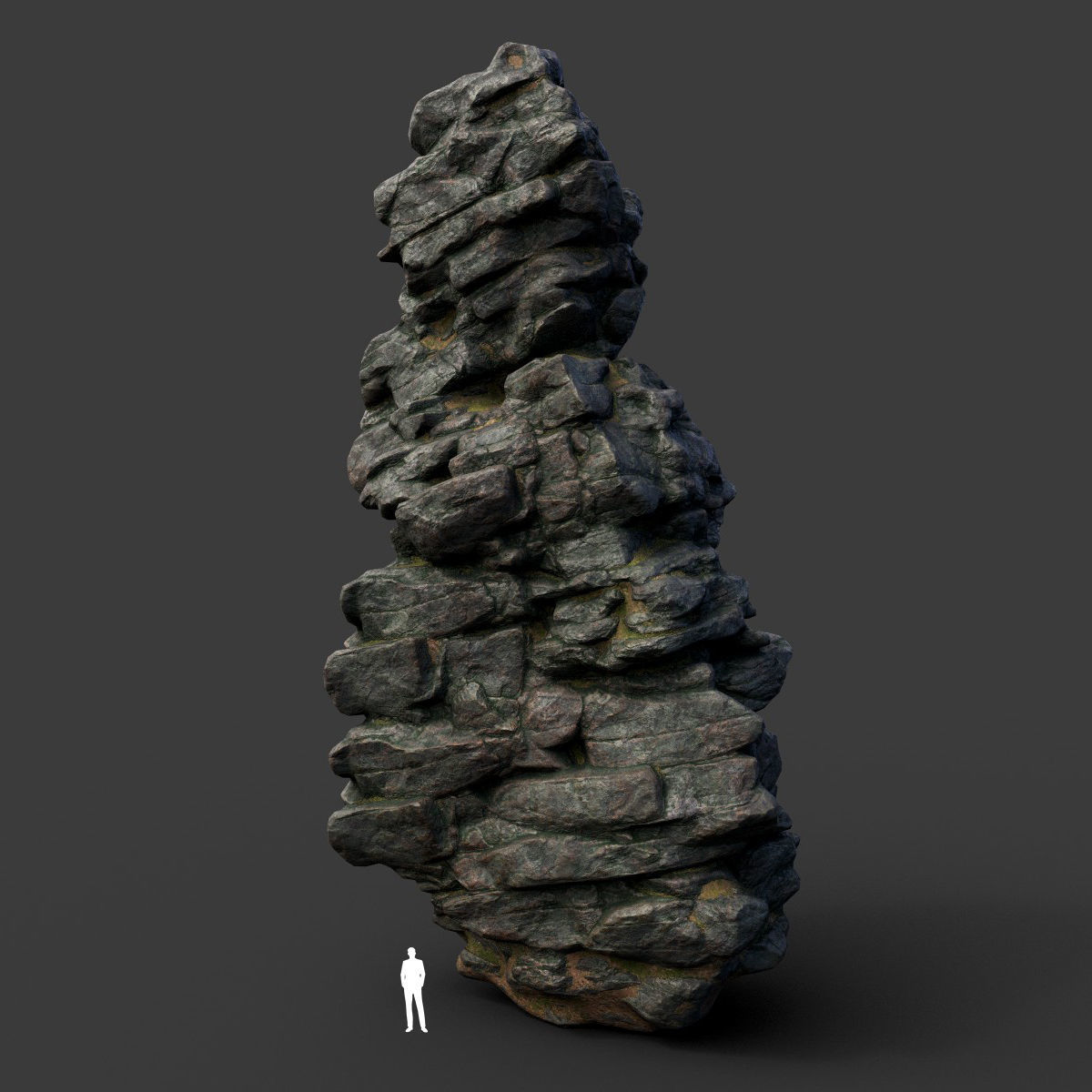 Low poly Black Cliff Modular Rock 210423 Low-poly 3D model_41