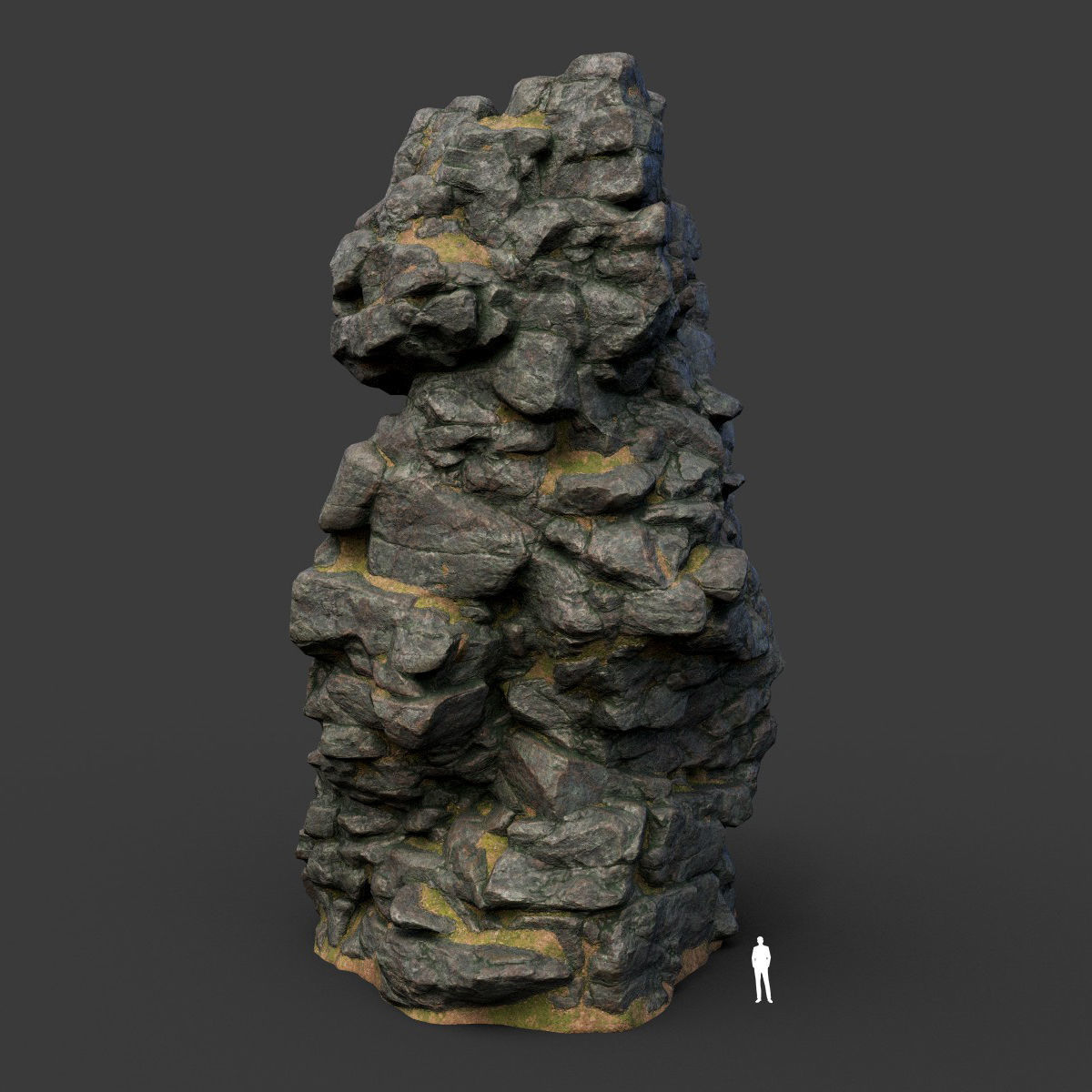 Low poly Black Cliff Modular Rock 210423 Low-poly 3D model_16