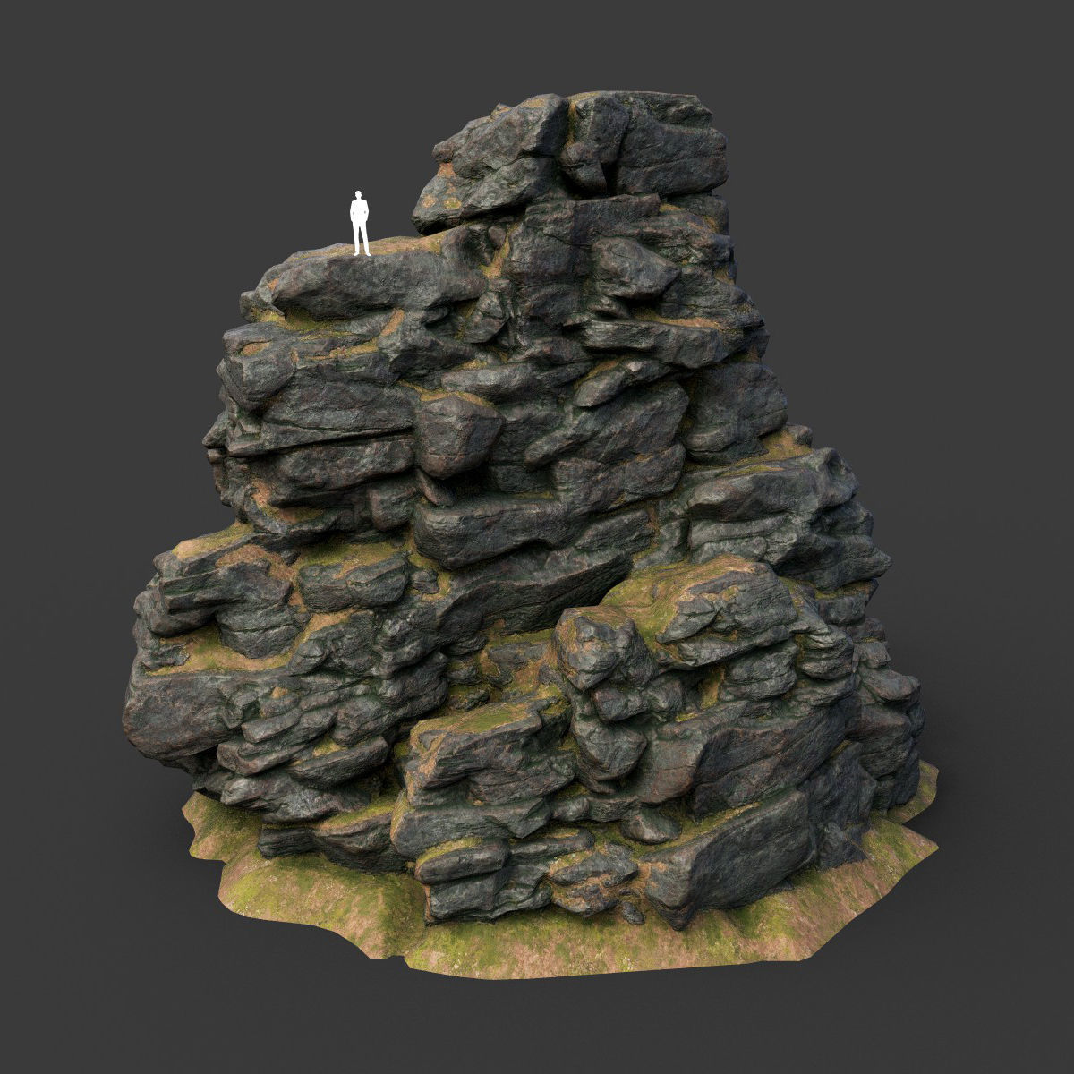 Low poly Black Cliff Modular Rock 210423 Low-poly 3D model_11