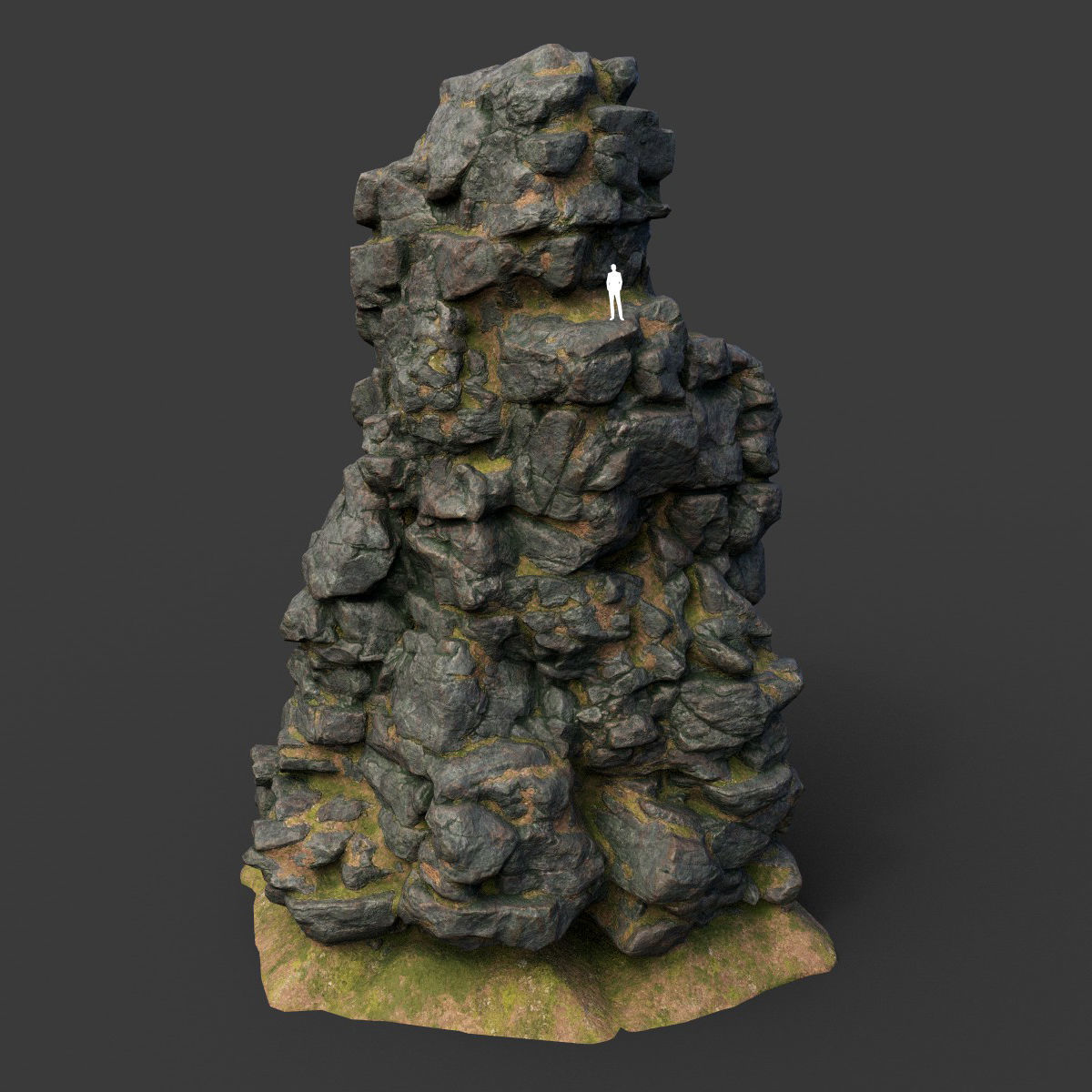 Low poly Black Cliff Modular Rock 210423 Low-poly 3D model_6