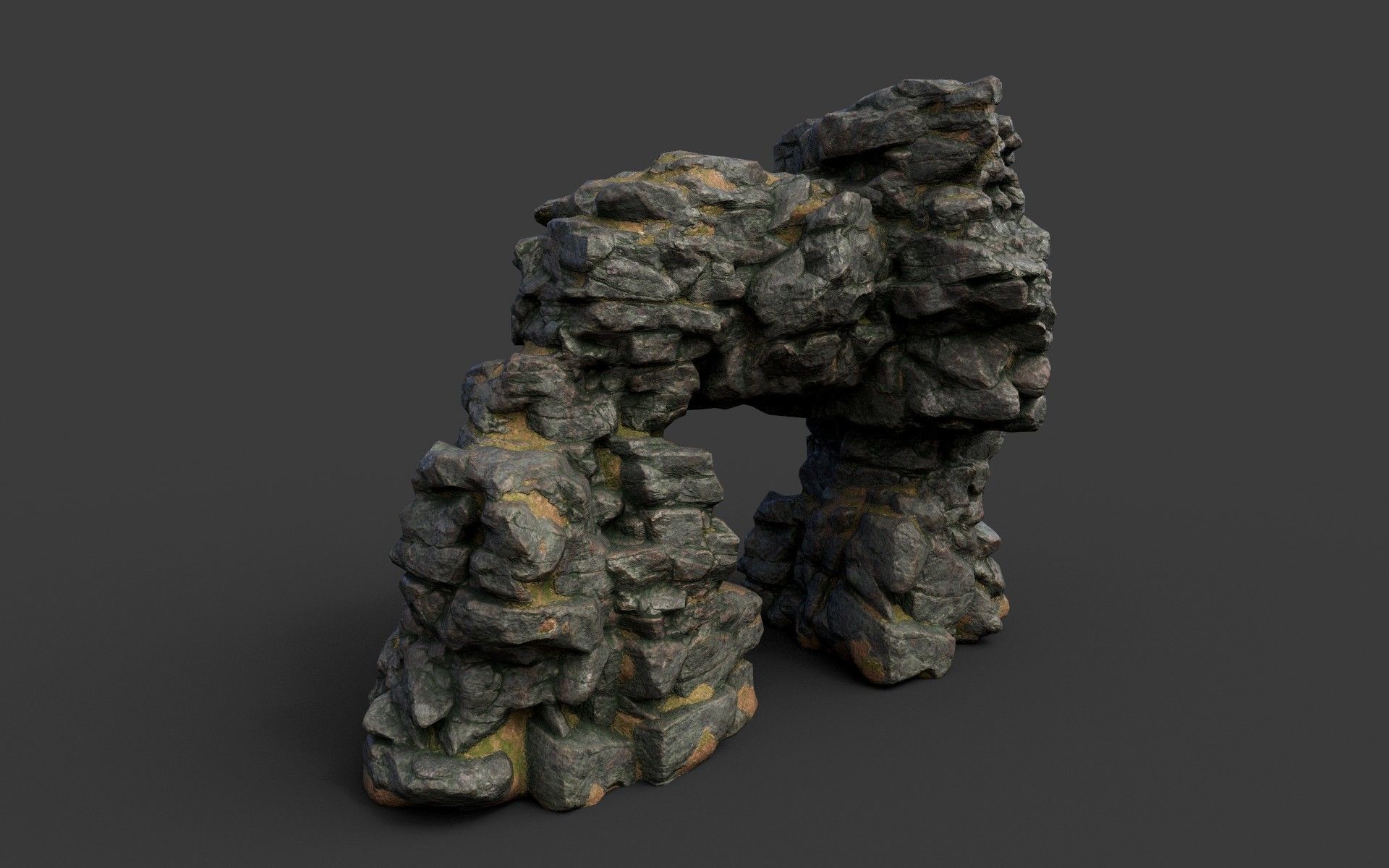 Low poly Black Cliff Modular Rock 210423 Low-poly 3D model_37