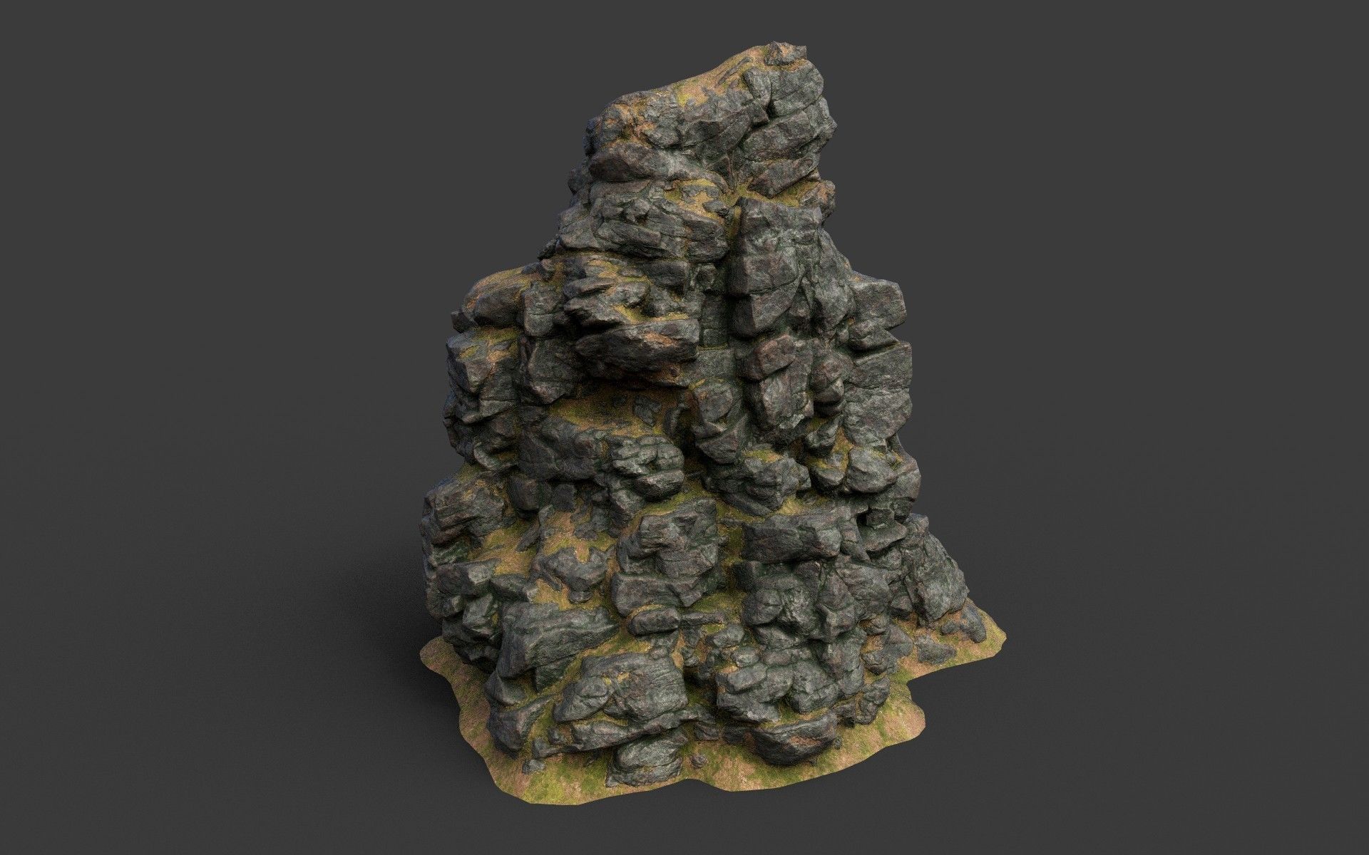 Low poly Black Cliff Modular Rock 210423 Low-poly 3D model_2