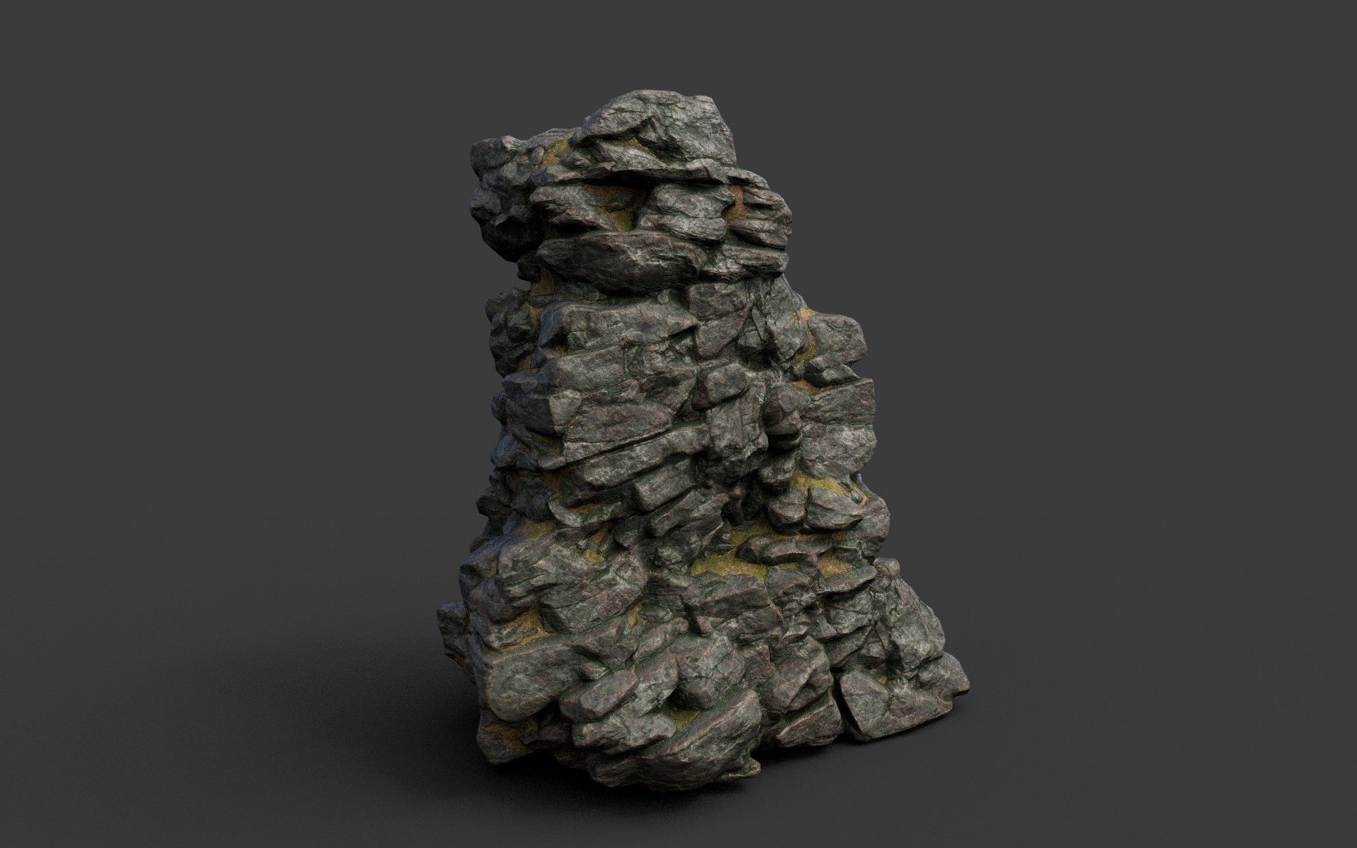 Low poly Black Cliff Modular Rock 210423 Low-poly 3D model_47