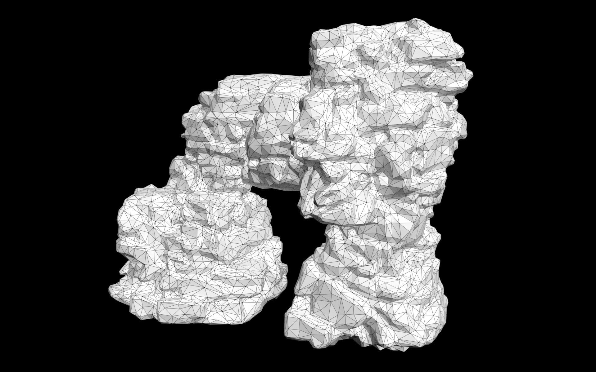 Low poly Black Cliff Modular Rock 210423 Low-poly 3D model_40