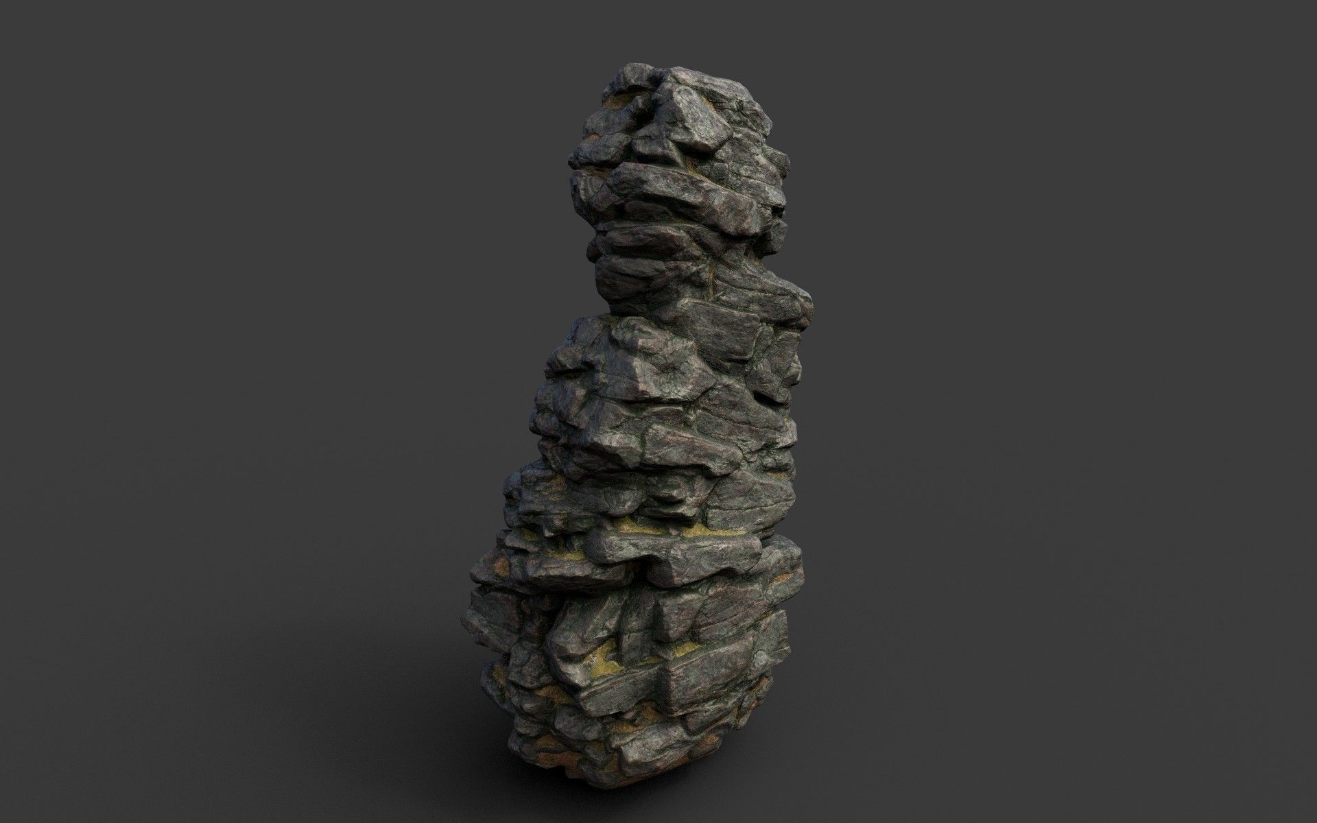 Low poly Black Cliff Modular Rock 210423 Low-poly 3D model_44