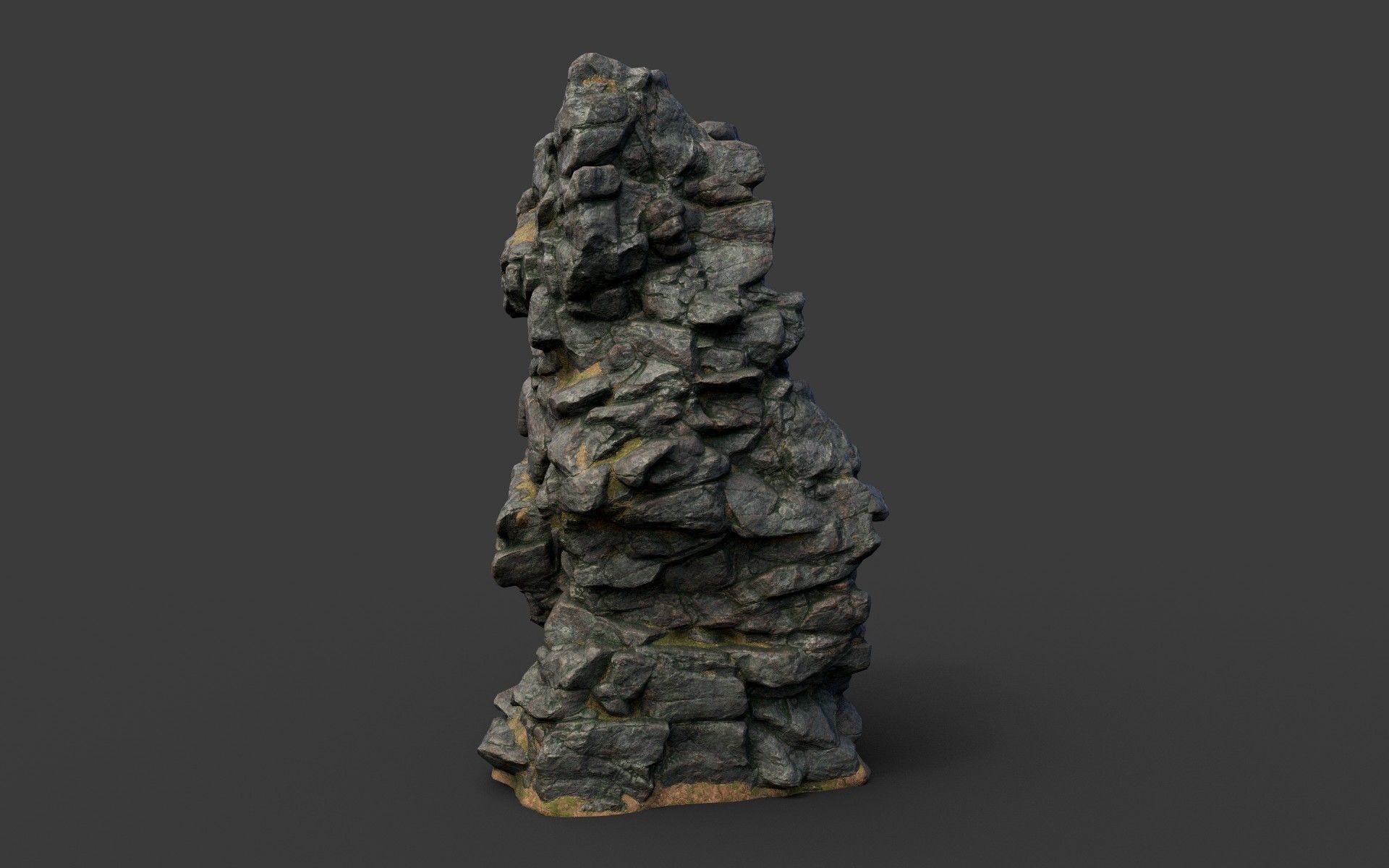 Low poly Black Cliff Modular Rock 210423 Low-poly 3D model_17