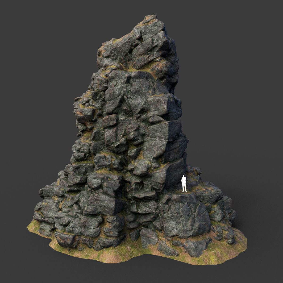 Low poly Black Cliff Modular Rock 210423 Low-poly 3D model_1