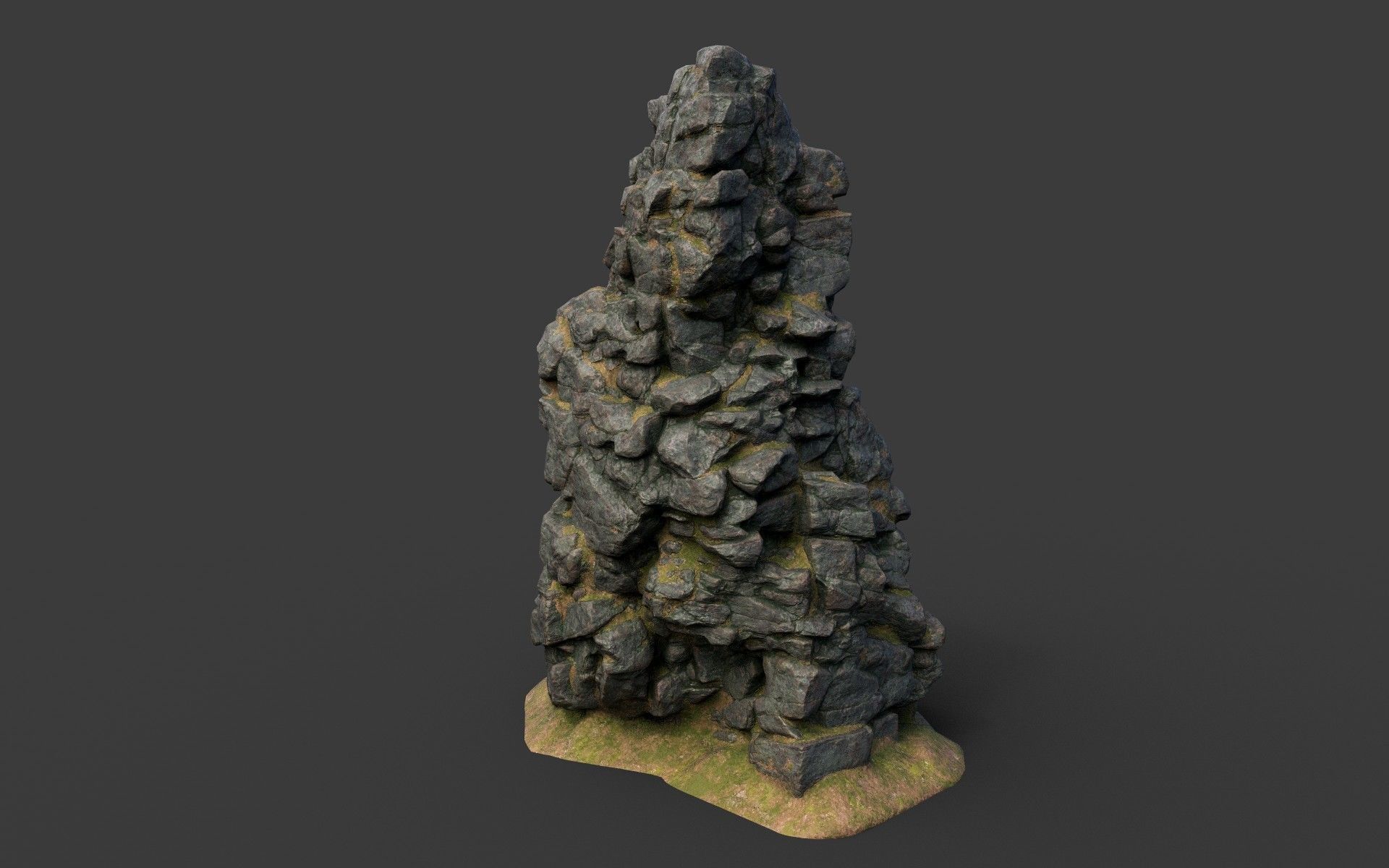 Low poly Black Cliff Modular Rock 210423 Low-poly 3D model_8
