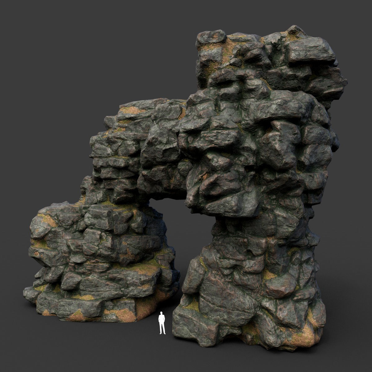 Low poly Black Cliff Modular Rock 210423 Low-poly 3D model_36