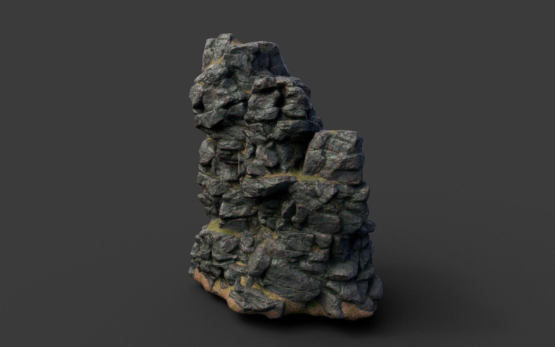 Low poly Black Cliff Modular Rock 210423 Low-poly 3D model_24