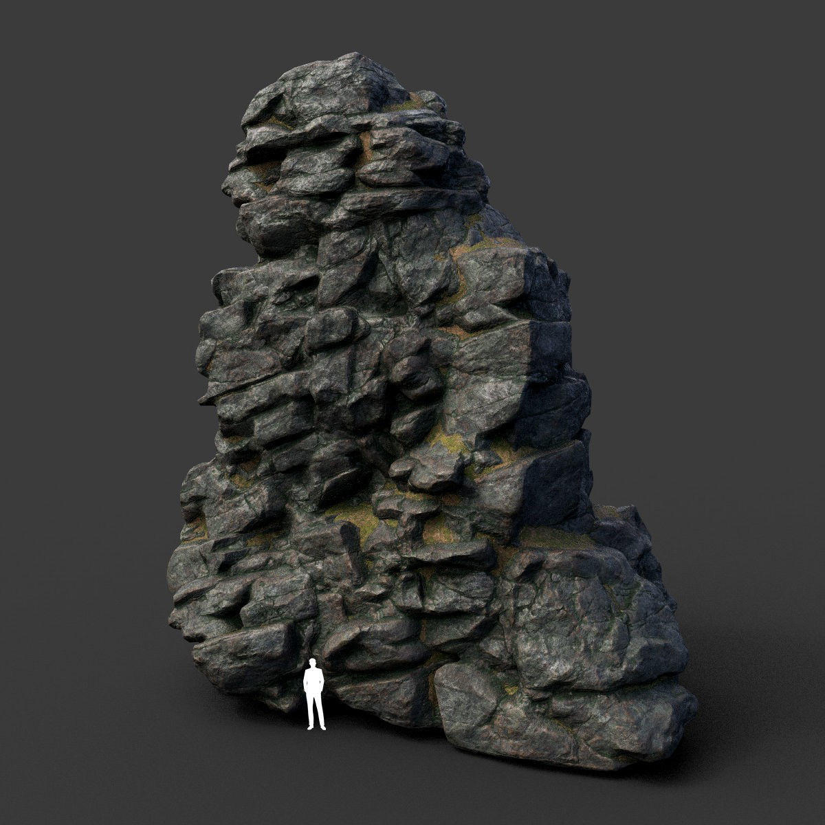 Low poly Black Cliff Modular Rock 210423 Low-poly 3D model_46