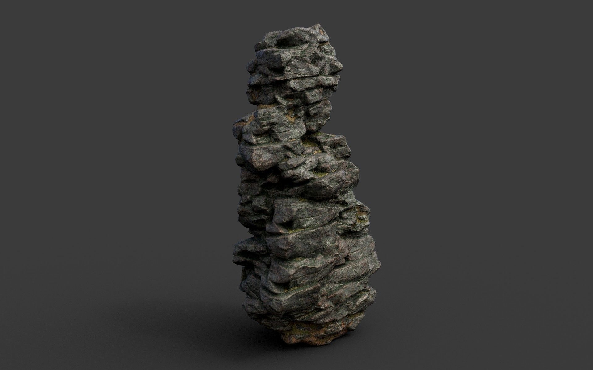Low poly Black Cliff Modular Rock 210423 Low-poly 3D model_42