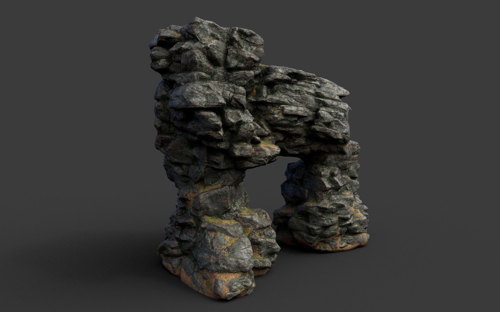 Low poly Black Cliff Modular Rock 210423 Low-poly 3D model_39