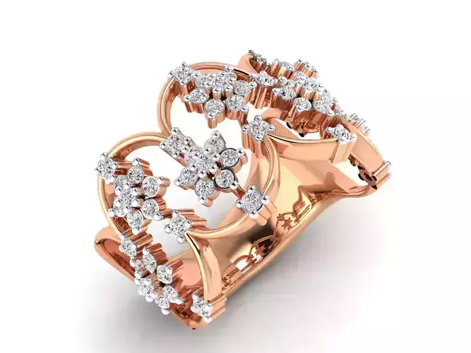 Ring - 2 elegant rose gold with diamonds