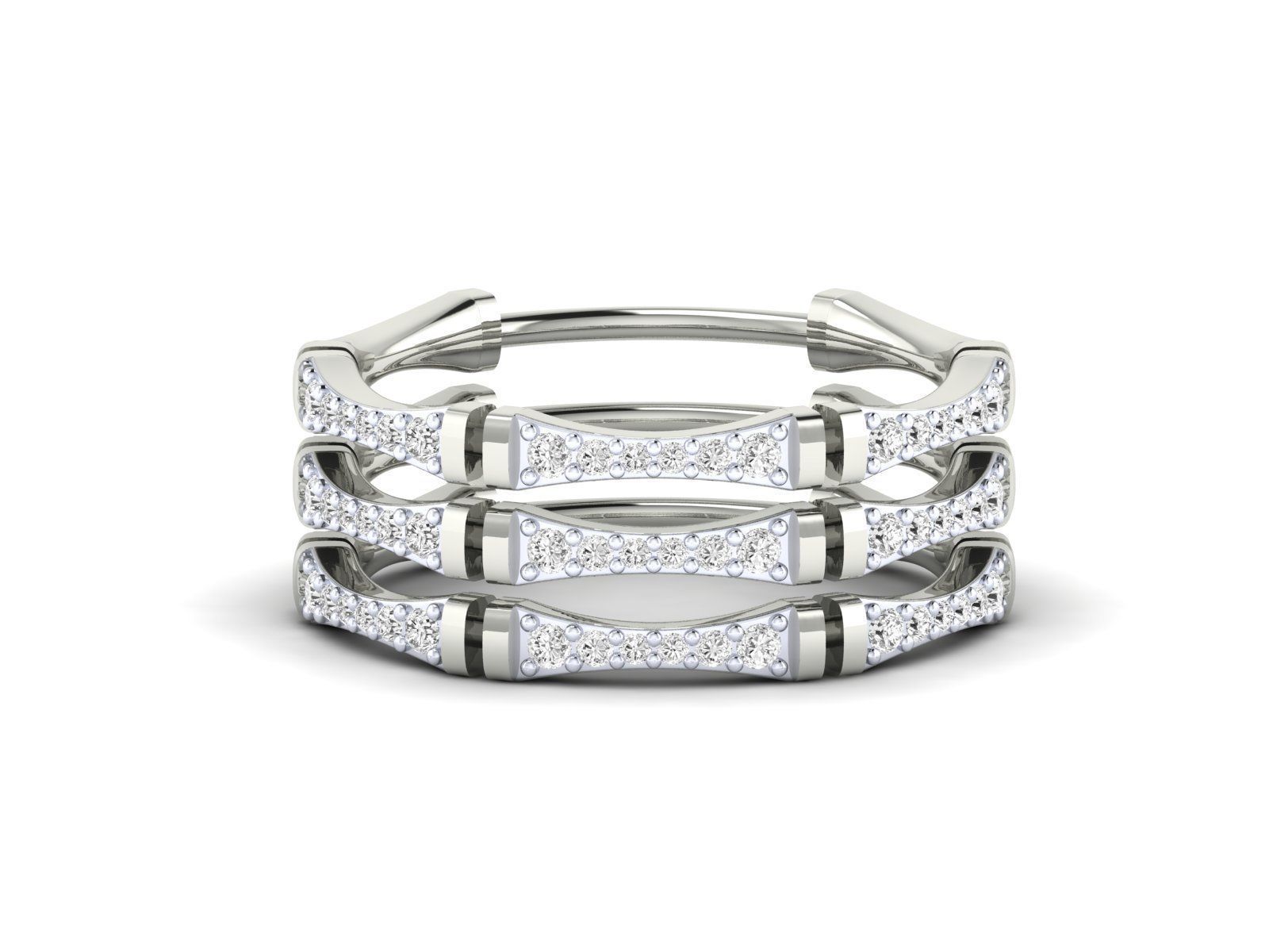 Ring - 1 rose gold with diamonds 3D print model_14